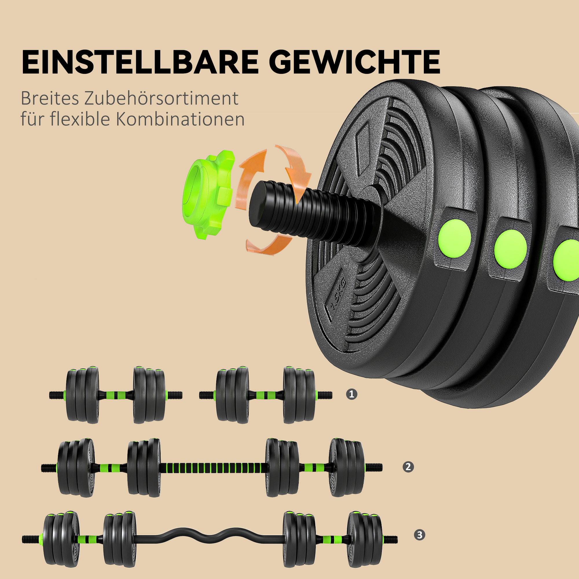 Hantelset verstellbar 25 KG Kurzhantel Set Kurzhanteln Langhanteln Hanteln Set für Krafttraining