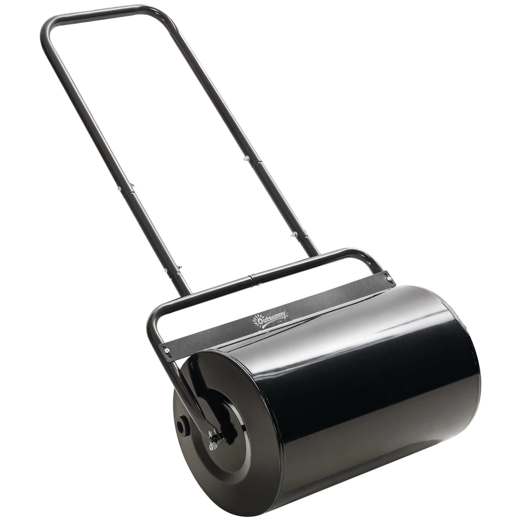Rasenwalze mit U-Griff, Gartenwalze, Gartenrolle, 32 cm Durchmesser, 38 L Wasser-/62 kg Sand, Metall, Schwarz, 58 x 32,5 x 113 cm Rasenwalze mit U-Griff, Gartenwalze, Gartenrolle, 32 cm Durchmesser, 38 L Wasser-/62 kg Sand, Metall, Schwarz, 58 x 32,5 x 113 cm