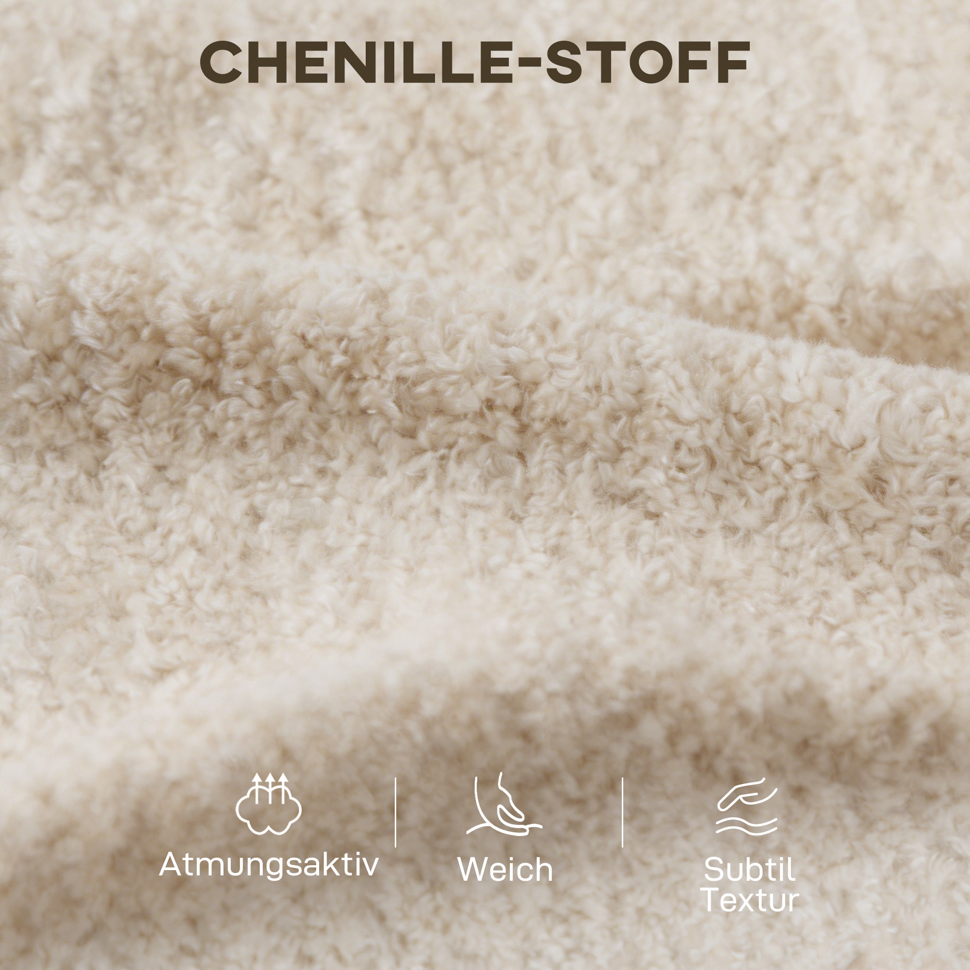 beiges 3-Sitzer-Sofa mit Raindrop-Samtbezug, tiefem Sitz, Federkissen, breiten Armlehnen und 4 Kissen