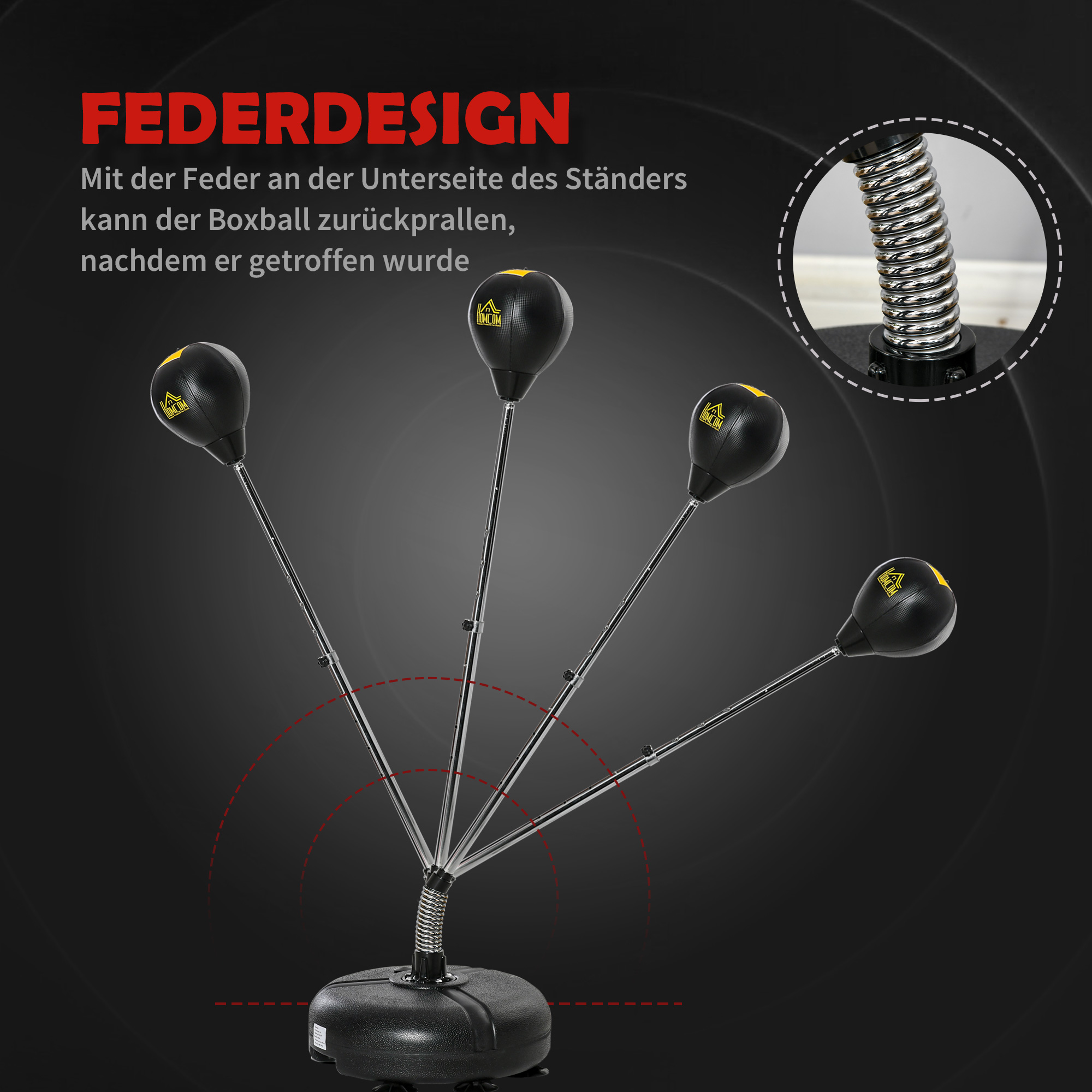 Punchingball Set Standbox Fitness Boxsack Training Set 133-151 cm höhenverstellbar mit 1 paar Handschuhe geeignet für Profis und Anfänger Schwarz