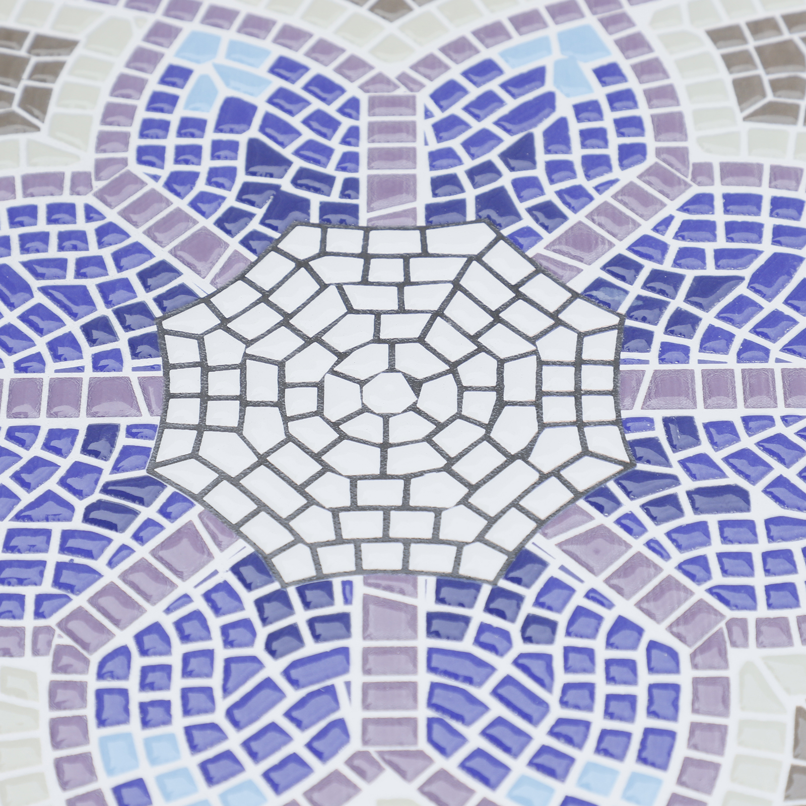 Gartentisch Ø60 x H71cm, Wetterfest Balkontisch aus Metall, Esstisch Outdoor, Campingtisch Beistelltisch, rund Terrassentisch für Garten Terrasse Balkon Blau+Weiß