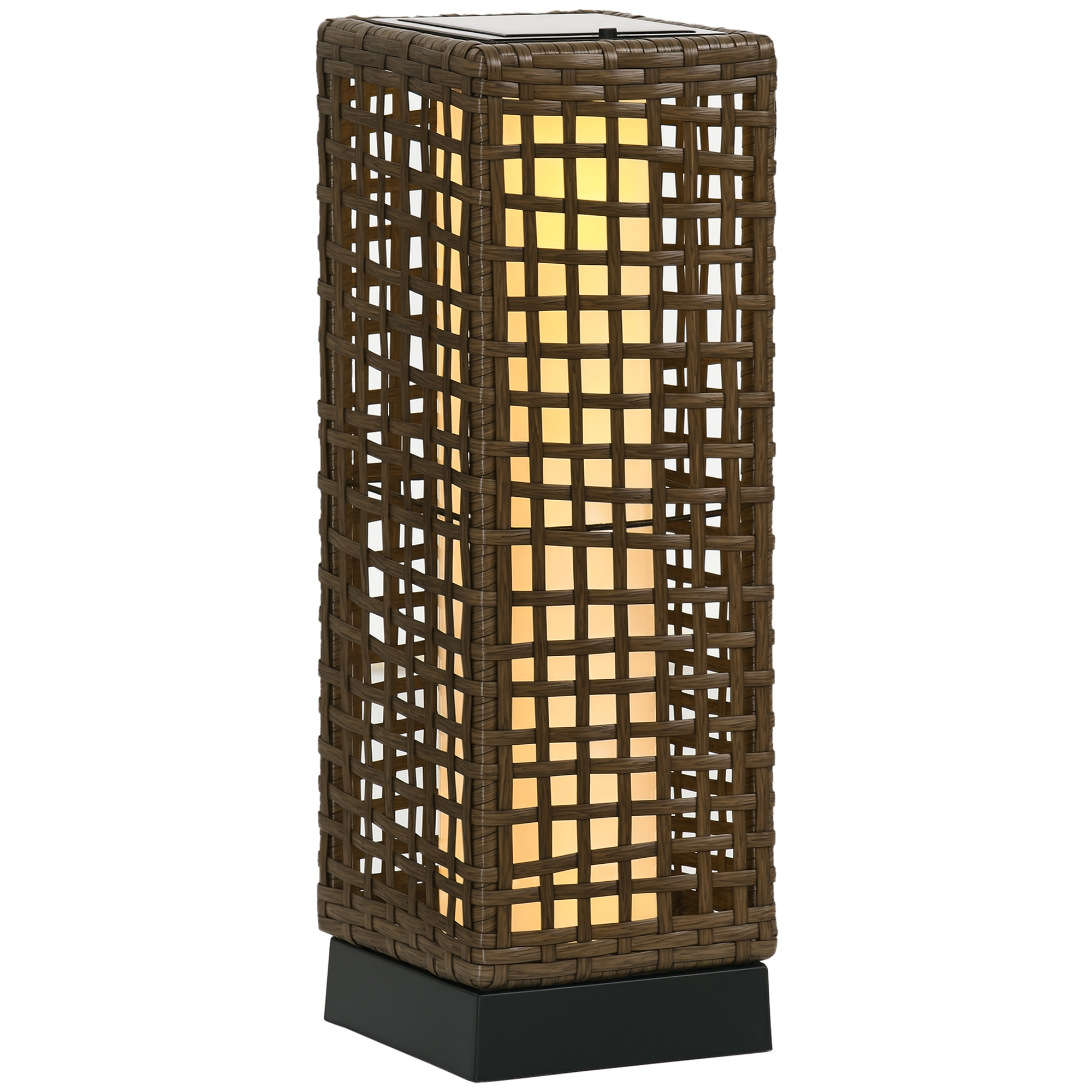 Außenleuchte, Gartenlampe, Solarbetrieb, 8h Leuchtdauer, Einschaltautomatik, Rattanoptik, 15,5 x 15,5 x 46 cm Außenleuchte, Gartenlampe, Solarbetrieb, 8h Leuchtdauer, Einschaltautomatik, Rattanoptik, 15,5 x 15,5 x 46 cm