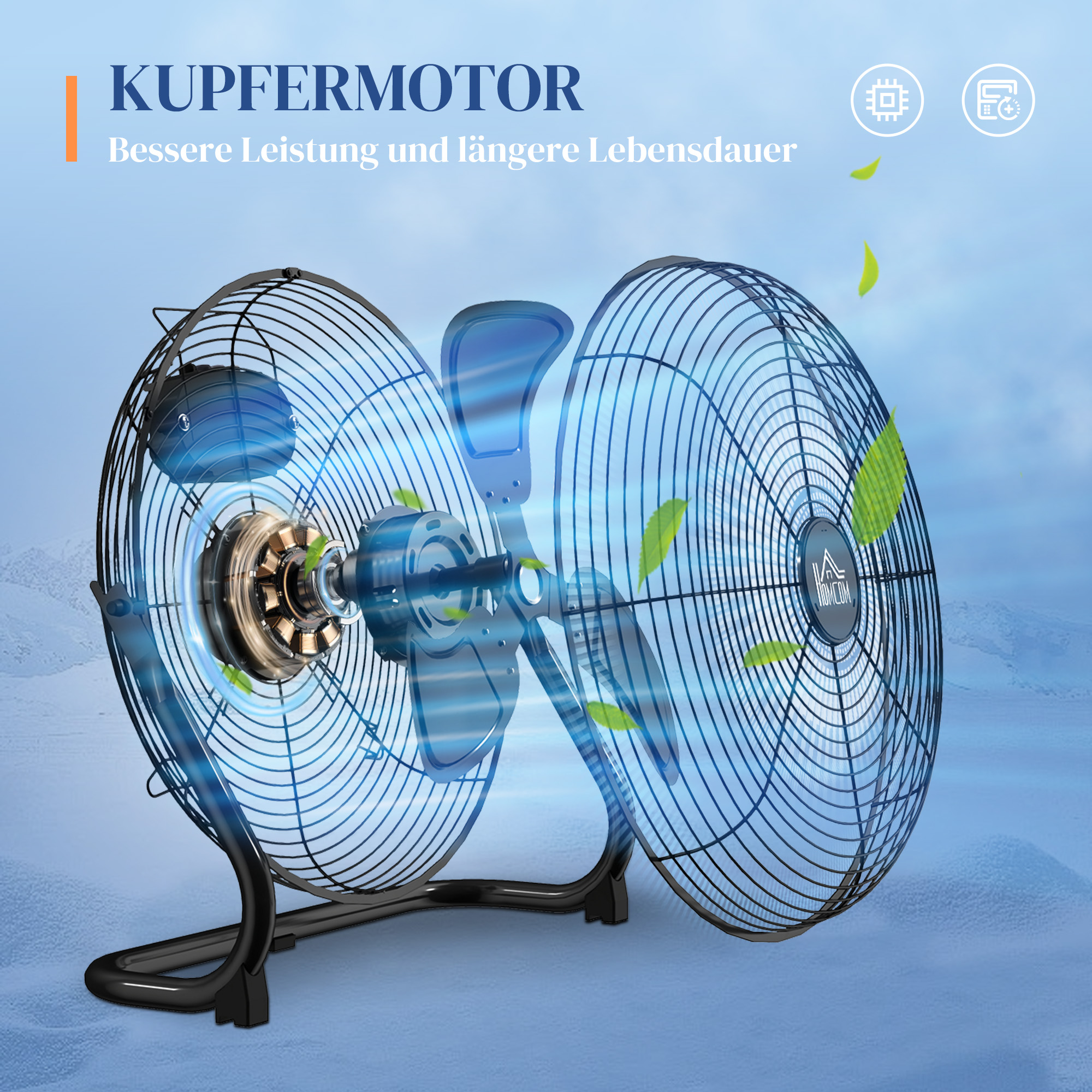 Ventilator für den Schreibtisch, Klimaanlage, 4 Geschwindigkeiten, drehbar, Schwarz