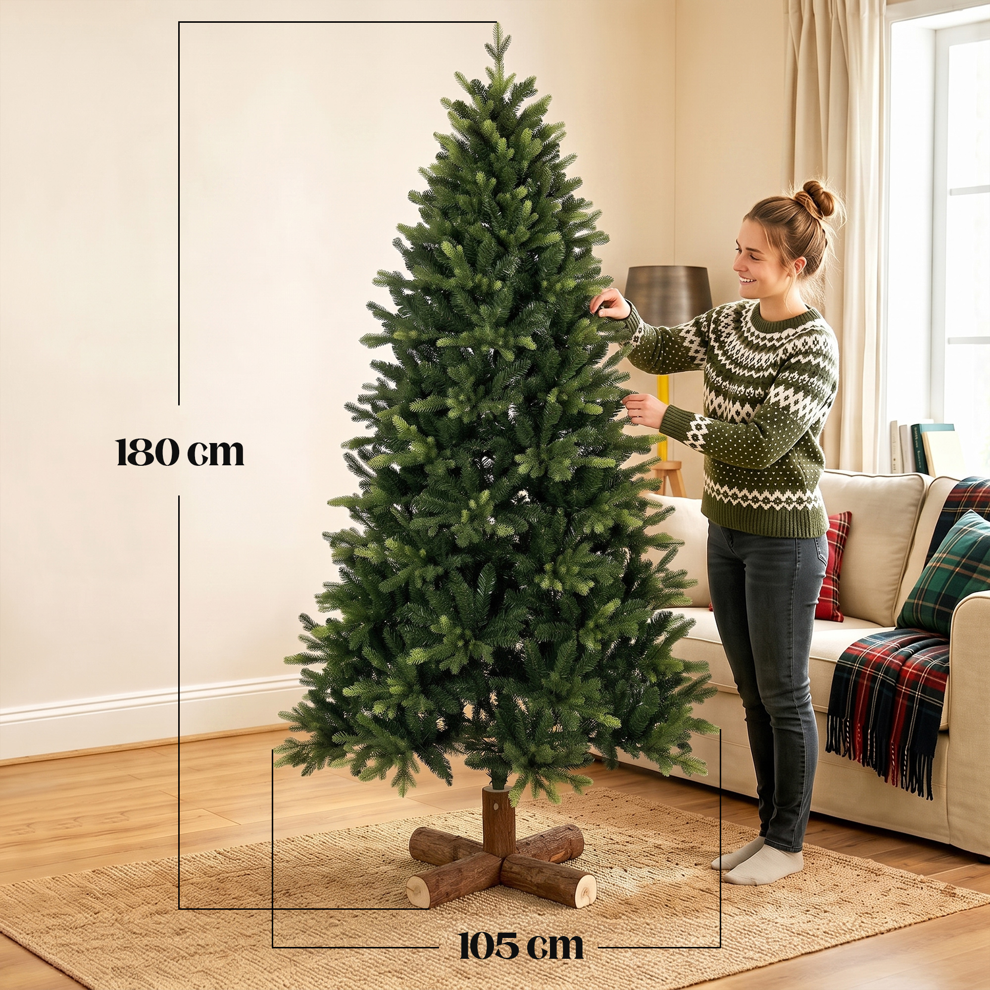 künstlicher Weihnachtsbaum, 180 cm, mit 2419 PE- & PVC-Zweigspitzen, Klappsystem, grün