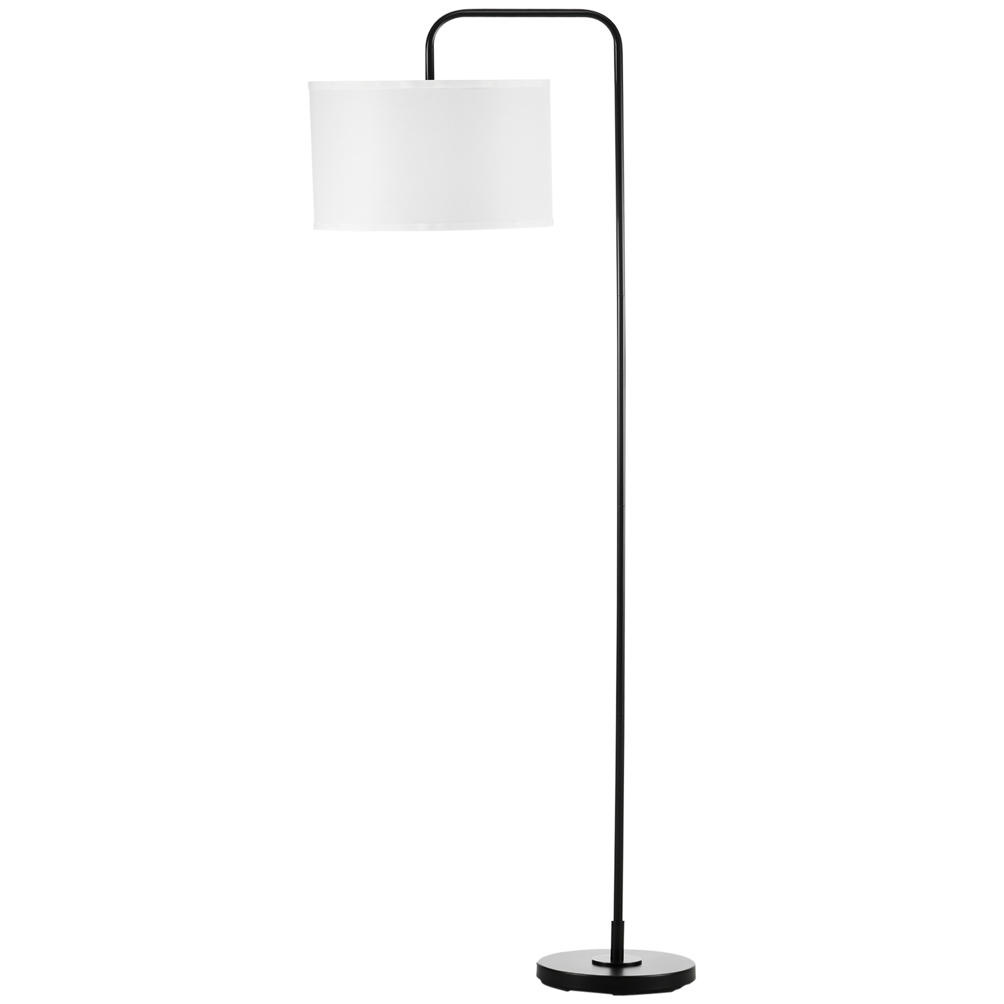 Stehlampe mit Fußschalter, Bodenlampe mit Stoffschirm, Stahl, Weiß Stehlampe mit Fußschalter, Bodenlampe mit Stoffschirm, Stahl, Weiß