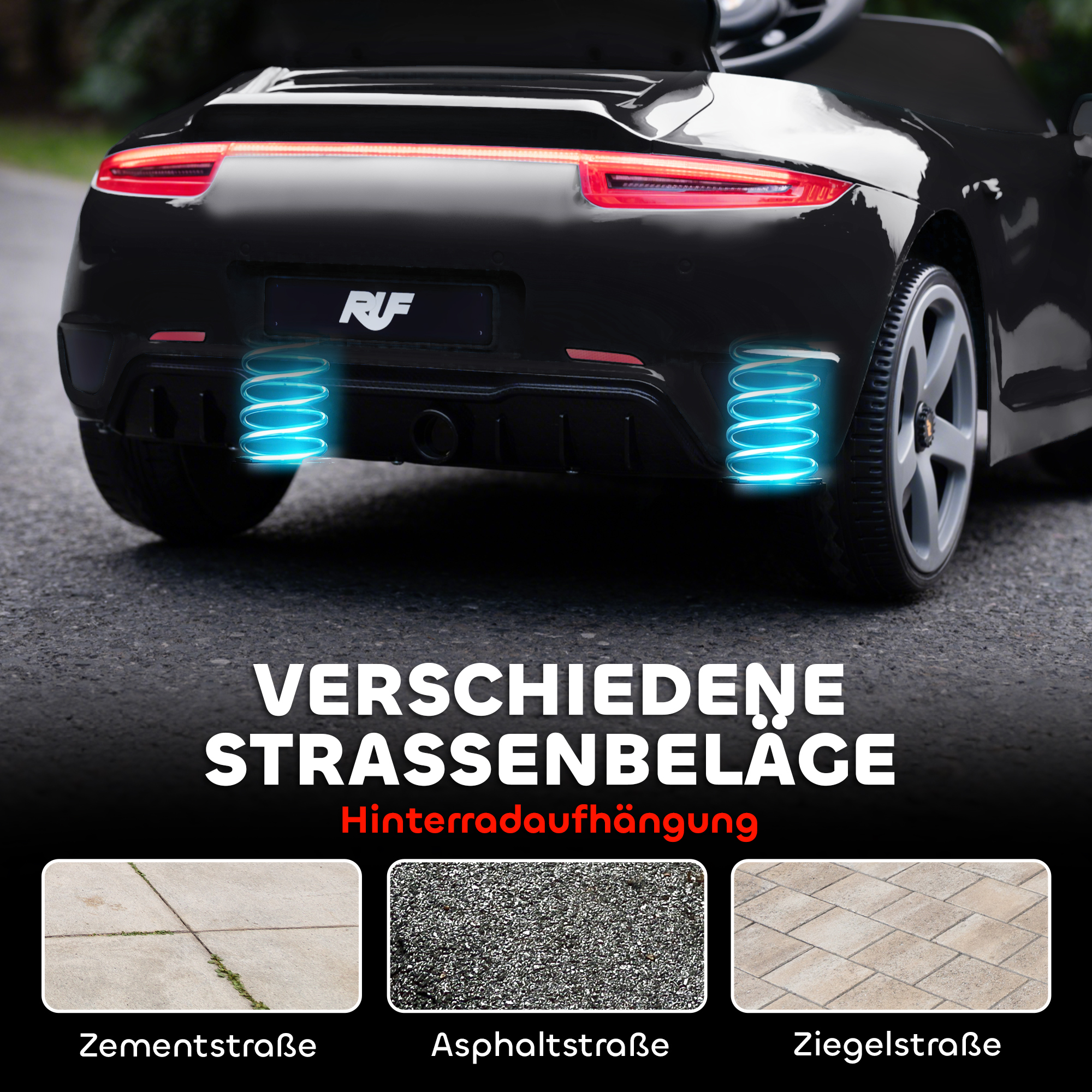 Kinderfahrzeug Porsche 911 RUF GT, schwarz