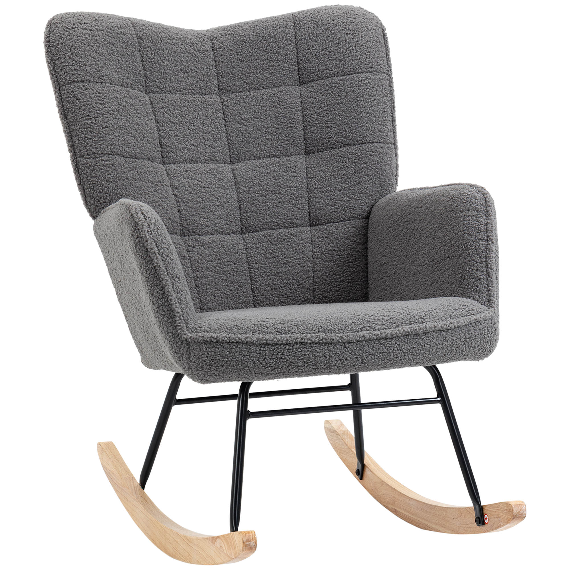 Schaukelstuhl im Retro-Design, Massivholz, Sessel, Relaxsessel, 98 cm x 71 cm x 101 cm, Dunkelgrau Schaukelstuhl im Retro-Design, Massivholz, Sessel, Relaxsessel, 98 cm x 71 cm x 101 cm, Dunkelgrau