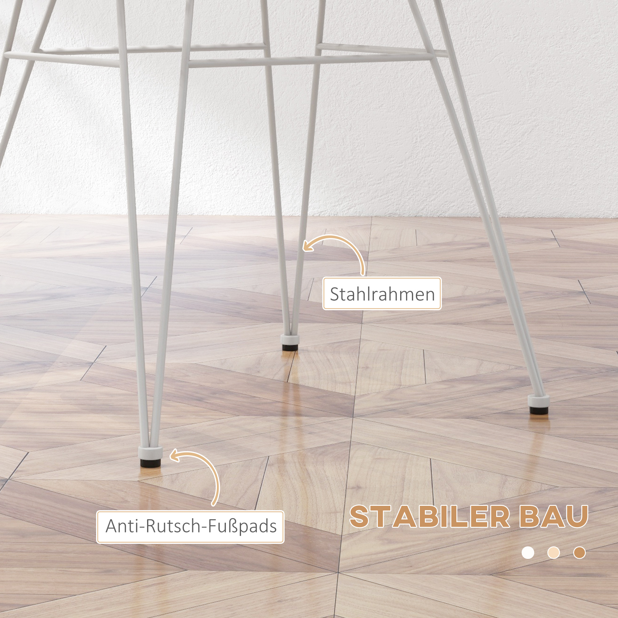 2-er-Set Stühle im Boho-Stil, Küchenstühle, PE-Rattan, 56 x 60 x 79 cm, Natur + Weiß