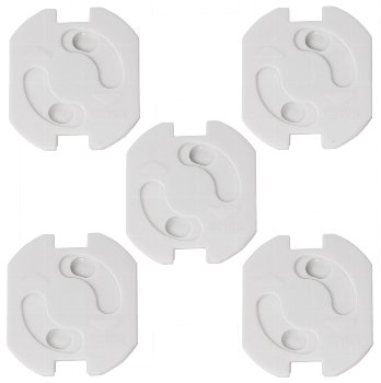 Einsteckschutz für Steckdosen, Weiß / mit Drehmechanik, 5er-Set