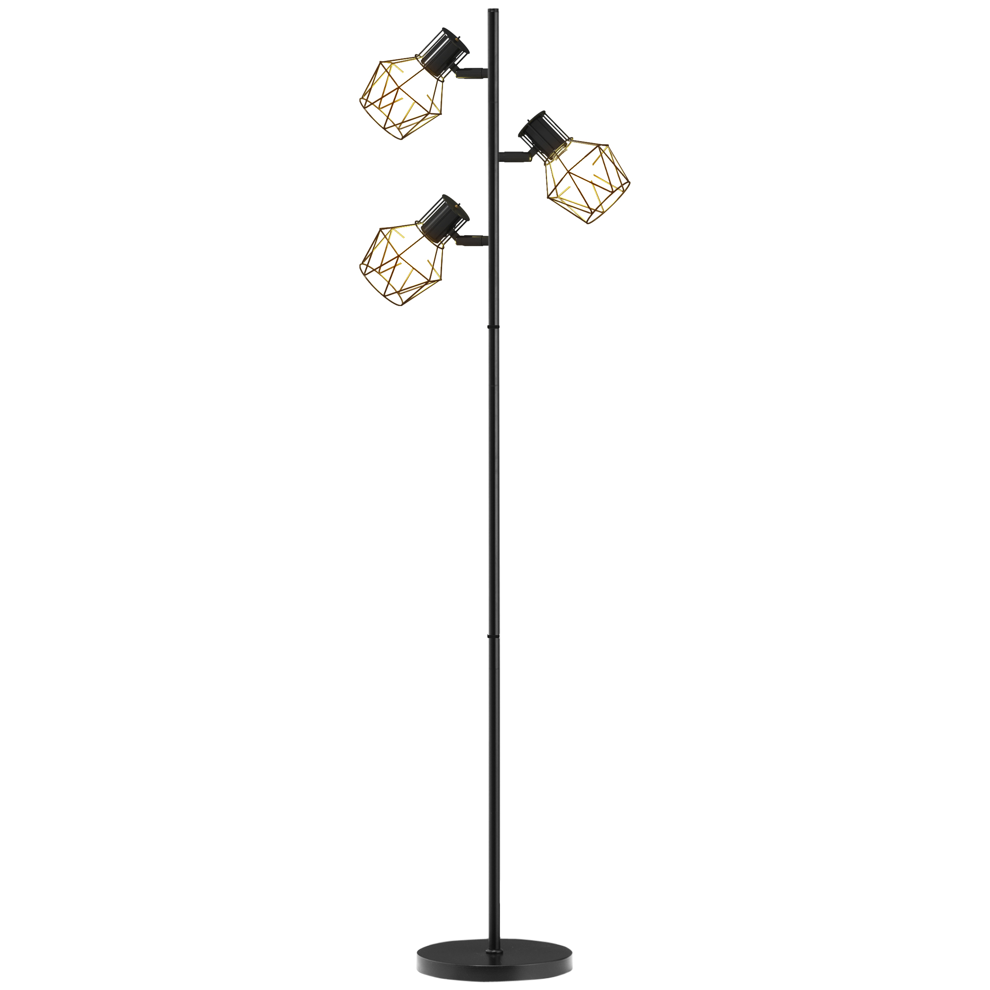 3-Licht-Stehlampe mit flexiblen Leuchtelementen, baumähnliche Struktur, für Wohnzimmer und Schlafzimmer, Metall, Schwarz 3-Licht-Stehlampe mit flexiblen Leuchtelementen, baumähnliche Struktur, für Wohnzimmer und Schlafzimmer, Metall, Schwarz