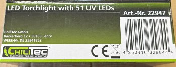 LED-Taschenlampe mit 51 UV LEDs, Schwarzlicht, ØxL 55x145mm