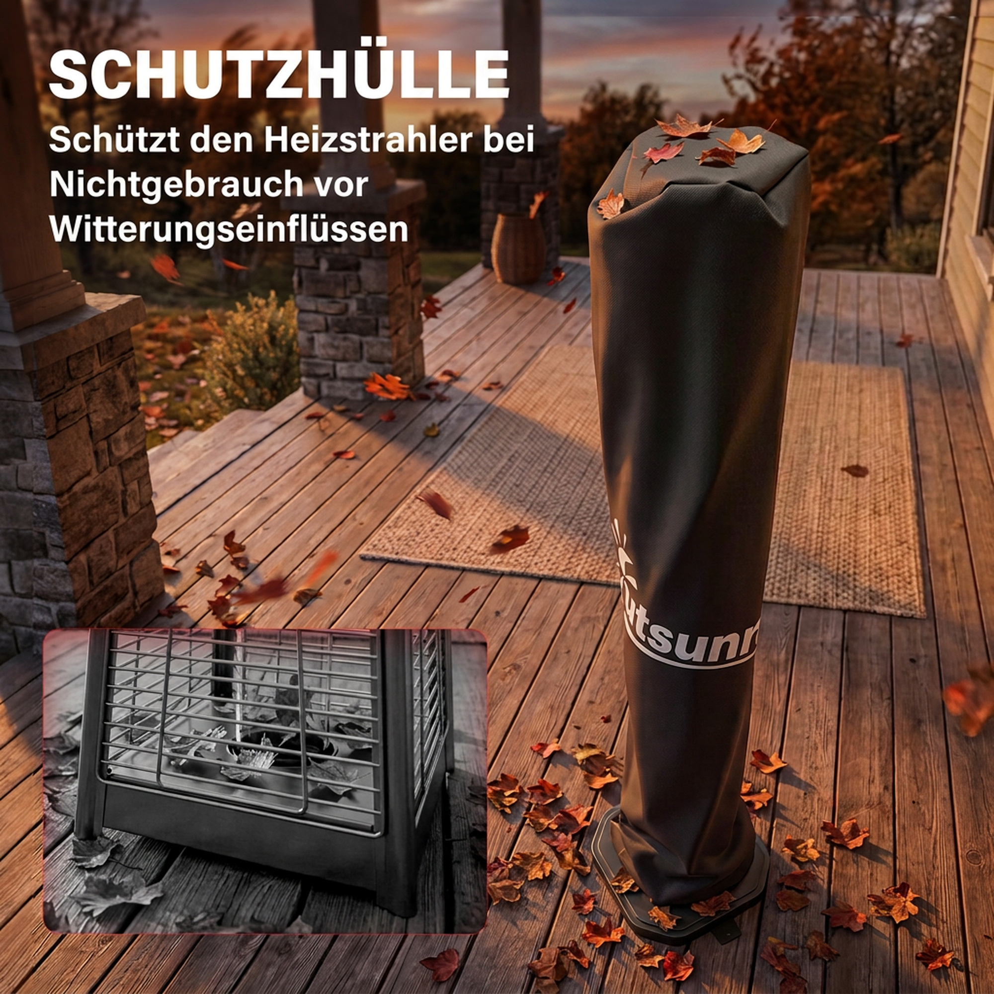 Infrarot Heizstrahler 2000W Carbonfaser Standheizstrahler mit Fernbedienung 8 Heizstufen Schutzhülle Timer Kippschutz