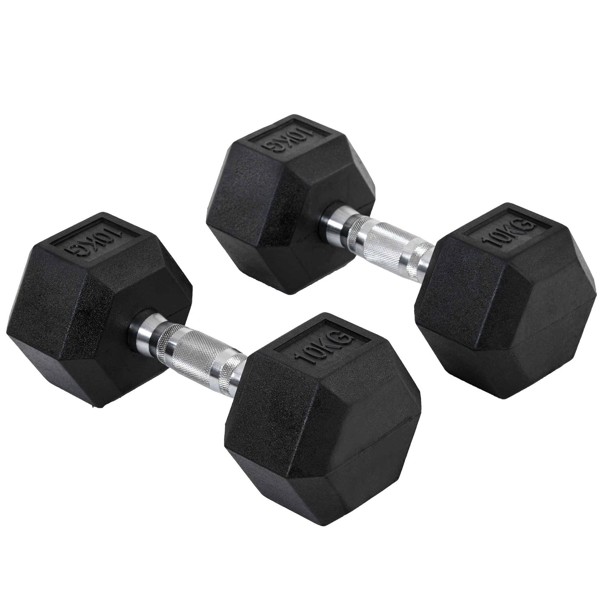 Hexagon Hanteln, 2er Set Hanteln mit gerändeltem Griff, Kurzhantelset aus Gusseisen, 2 x 10 kg, Kurzhanteln für Männer Frauen, Zuhause, Fitnessstudio, Krafttraining