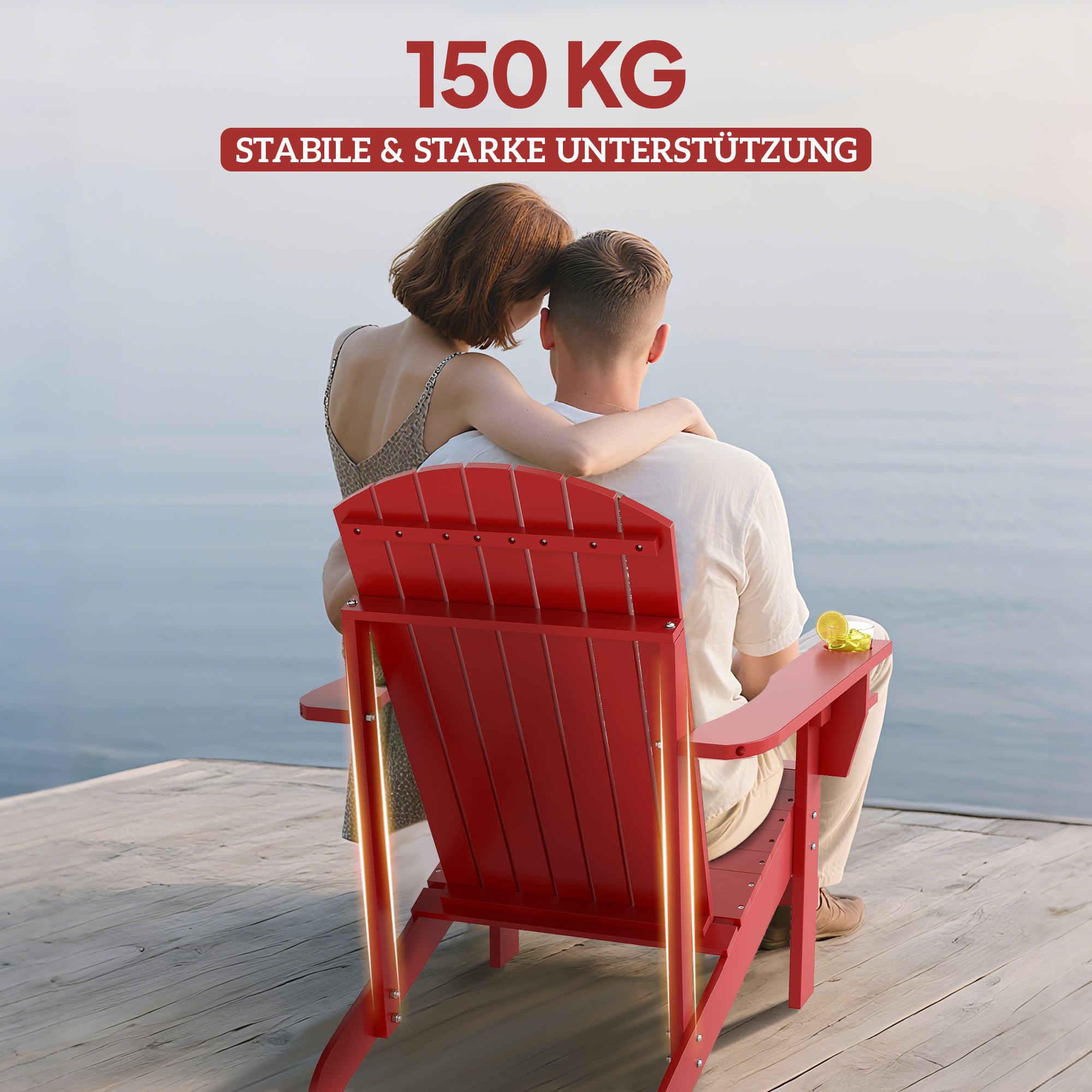 Andirondack Gartenstuhl Gartensessel Outdoor-Sessel, 72 cm x 97 cm x 92 cm, Rot