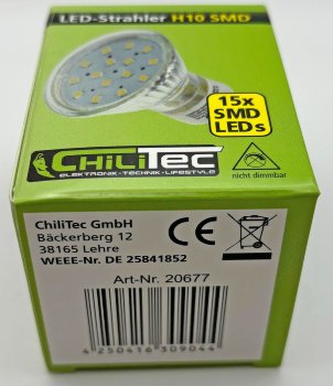 LED Strahler GU10 "H10 SMD" 15 SMD LEDs, 3000k, 50lm, 120°, 230V/0,8W, warmweiß