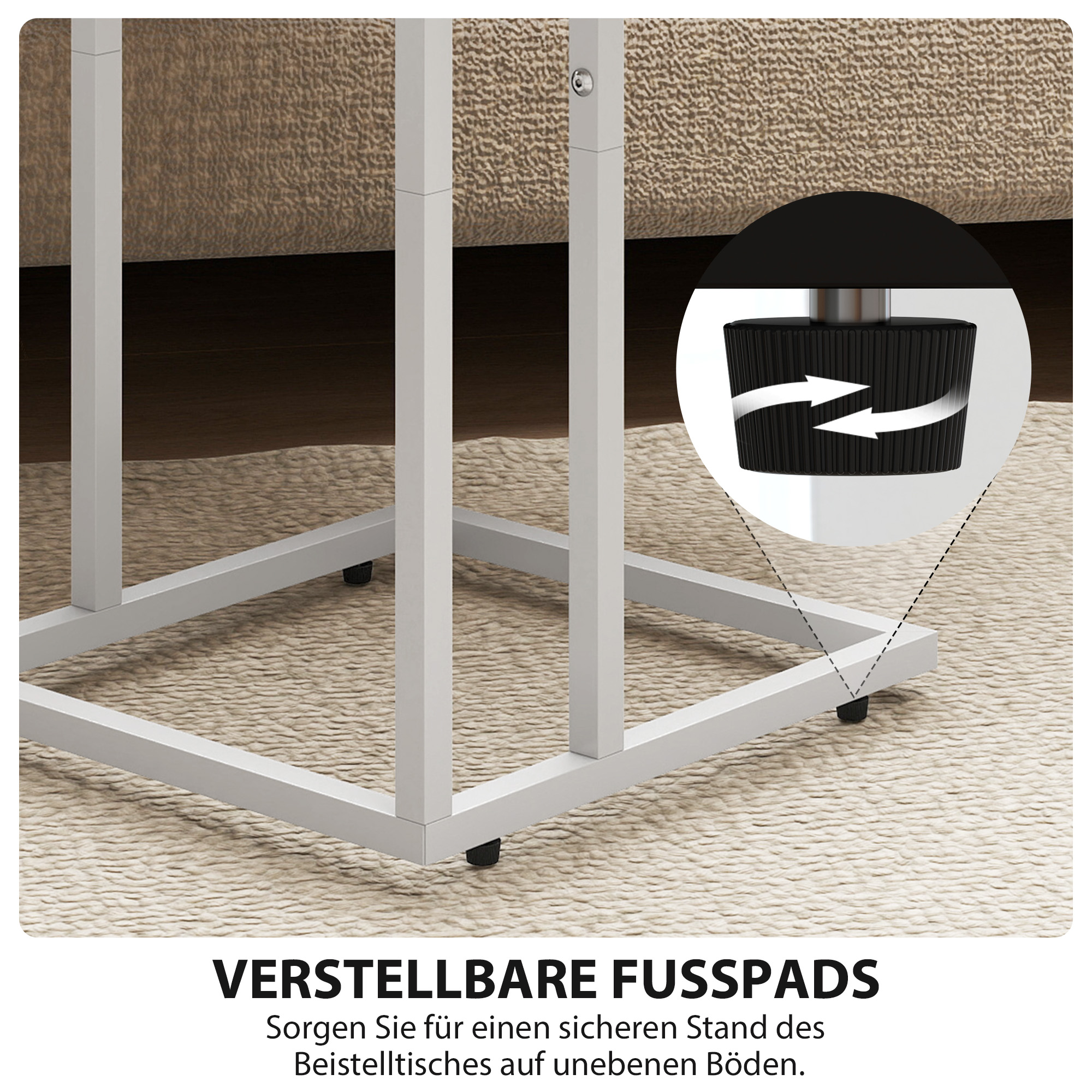klappbarer Beistelltisch, Ladestation mit USB-Ports, Metall, 39 x 29 x 57 cm, Holzfarben