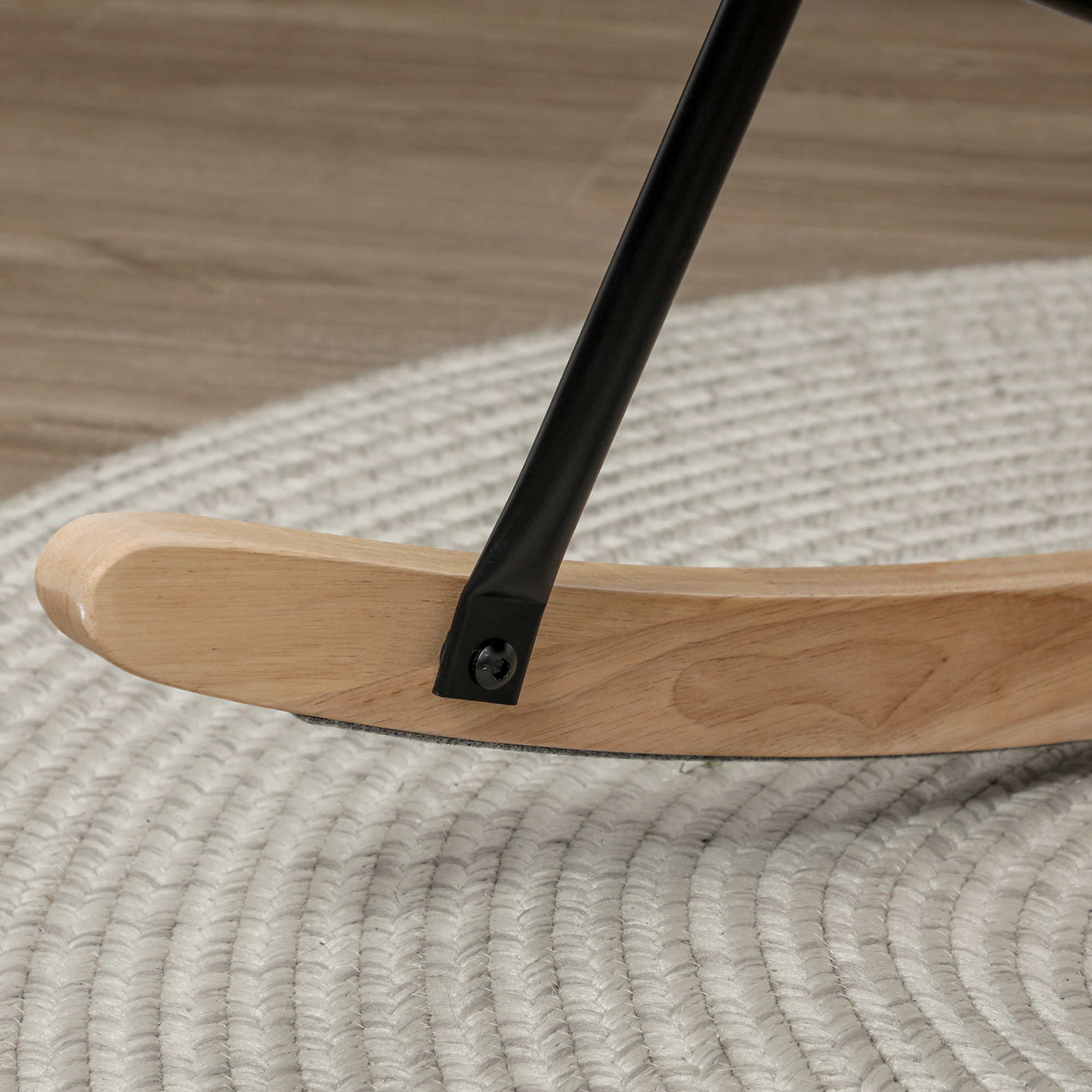 Schaukelstuhl, dicke Polsterung, breite Rückenlehne, Buchenholz/Stahlrahmen, bis 120 kg, Hellgrau