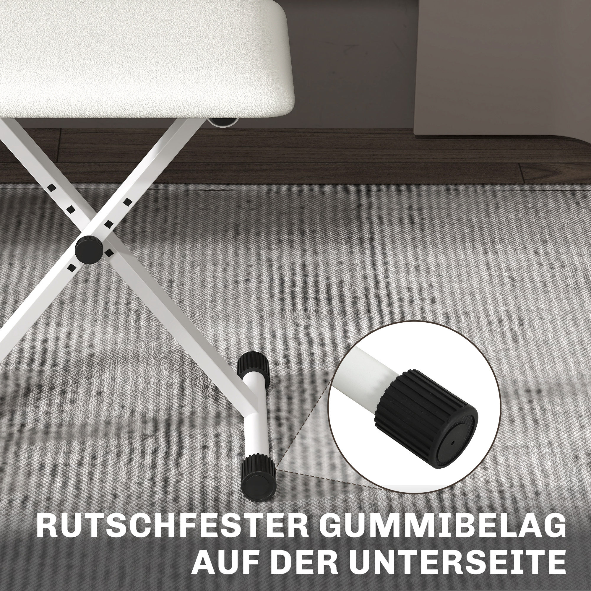 Klavierhocker Höhenverstellbare Klappbare X-förmige Klavierbank mit Kunstleder Kissen 39 x 29 x 37-47 cm Weiß