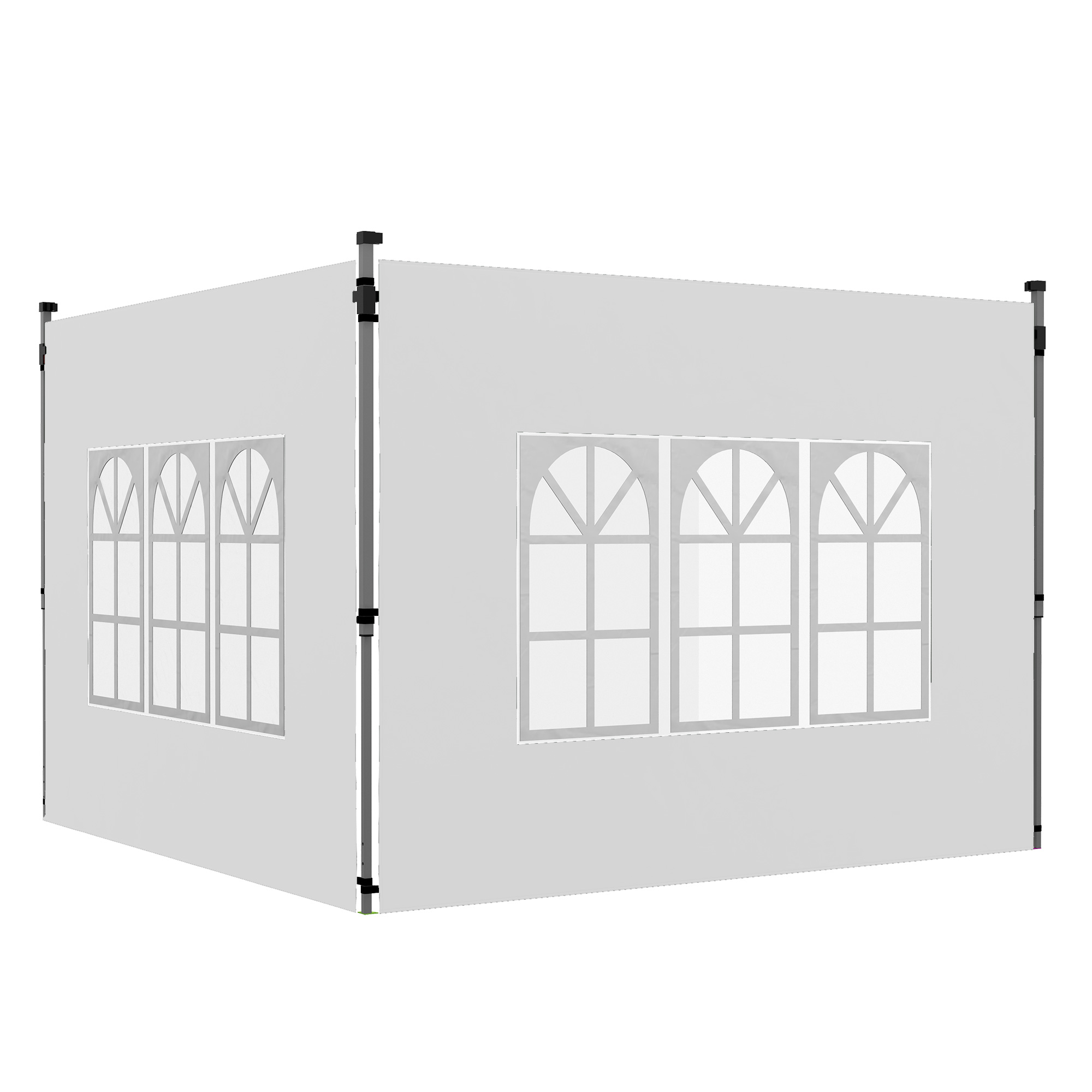 2er-Set Seitenteile für Pavillon 3x3/3x4 m, Seitenwand mit Fenster, wasserdicht Weiß