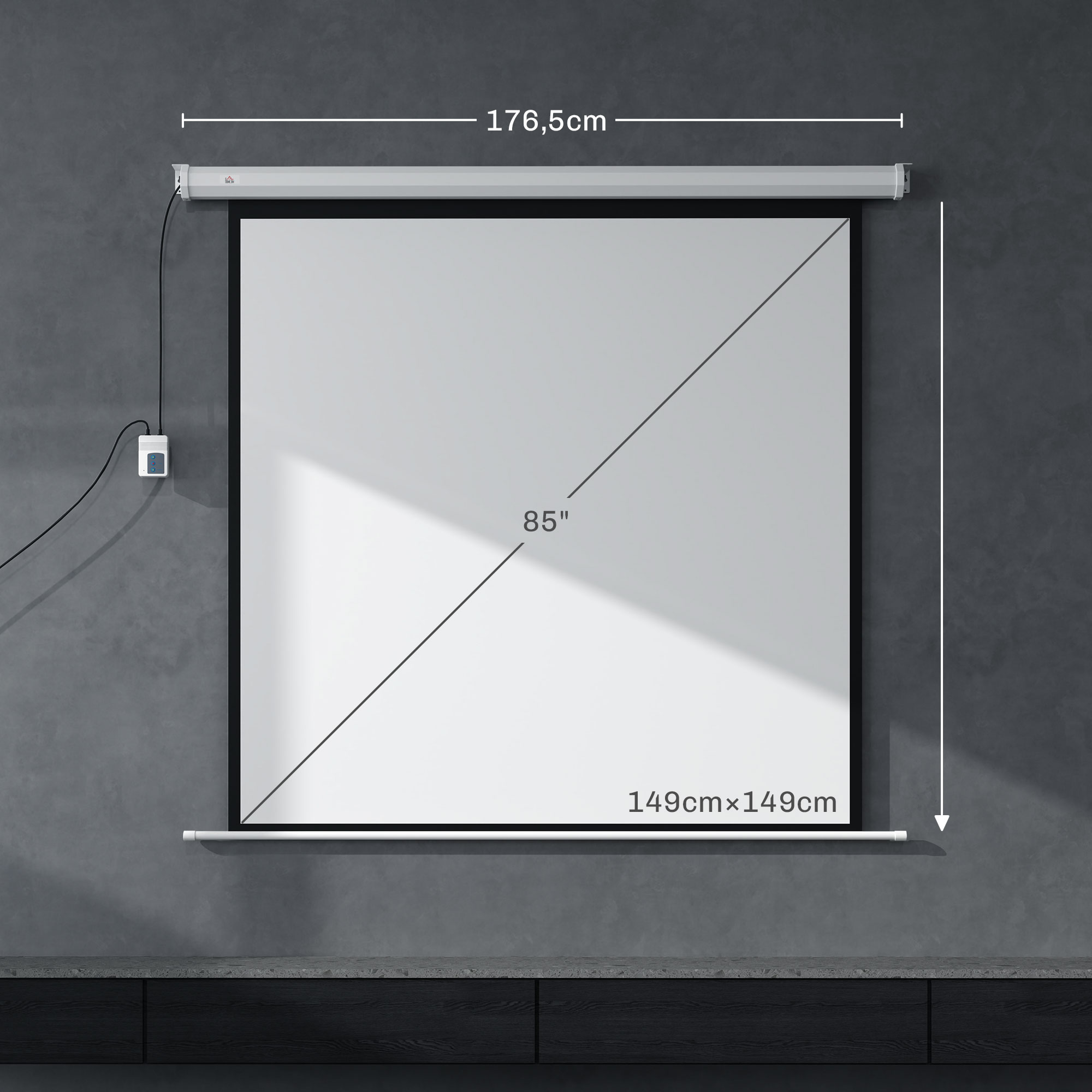 Beamer Leinwand 176,5 x 176,5 cm 85 Zoll 1:1 HD 4K Rollo-Leinwand für Heimkino für Heimkino Büro-Präsentationen