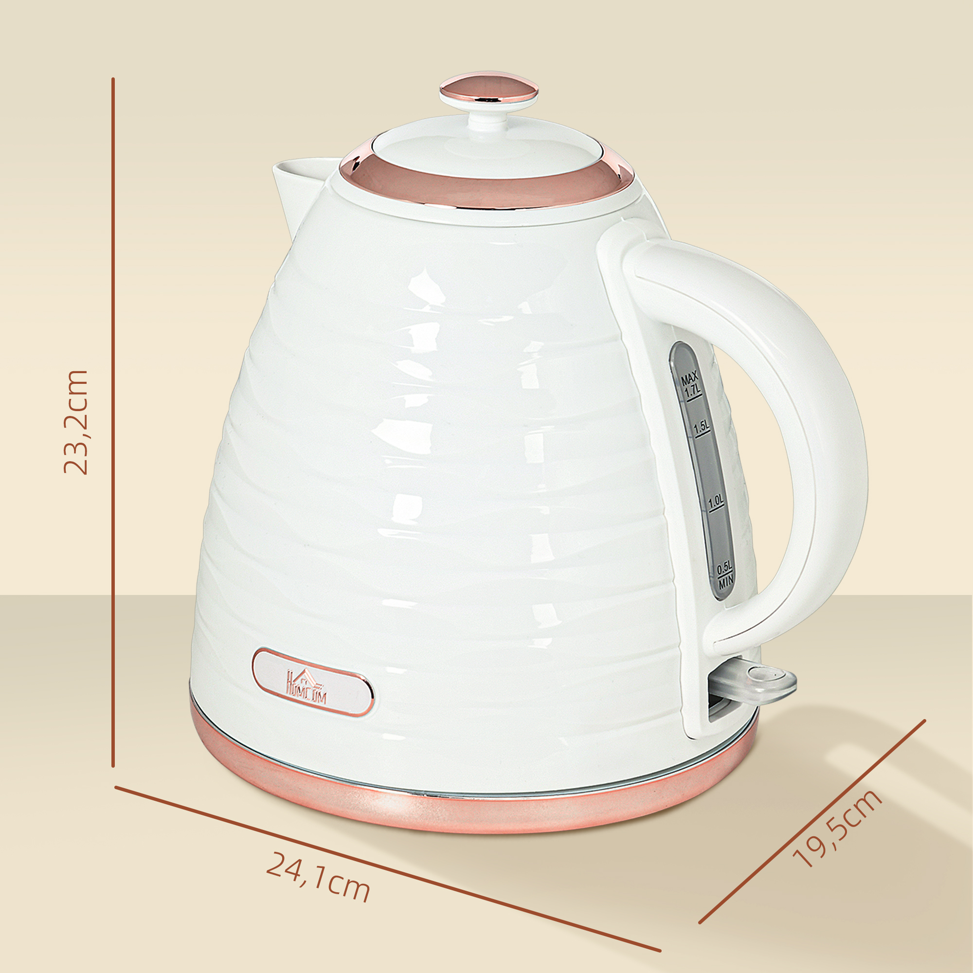 Wasserkocher, 1,7L, 2,2kW, Schnellkochfunktion mit Abnehmbarem Waschbarem Anti-Kalk-Filter