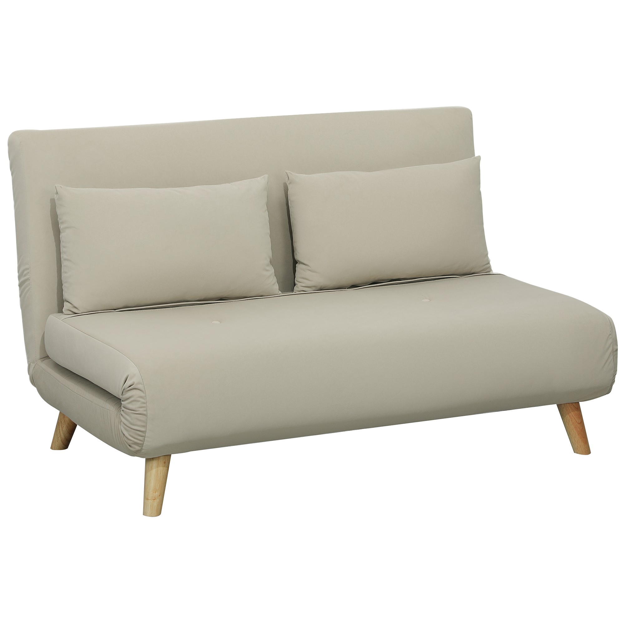 Schlafsofa Relaxsofa Sofa Couch, inkl, 2 Kissen, Samtoptik, 130 x 78 x 79 cm, Beige