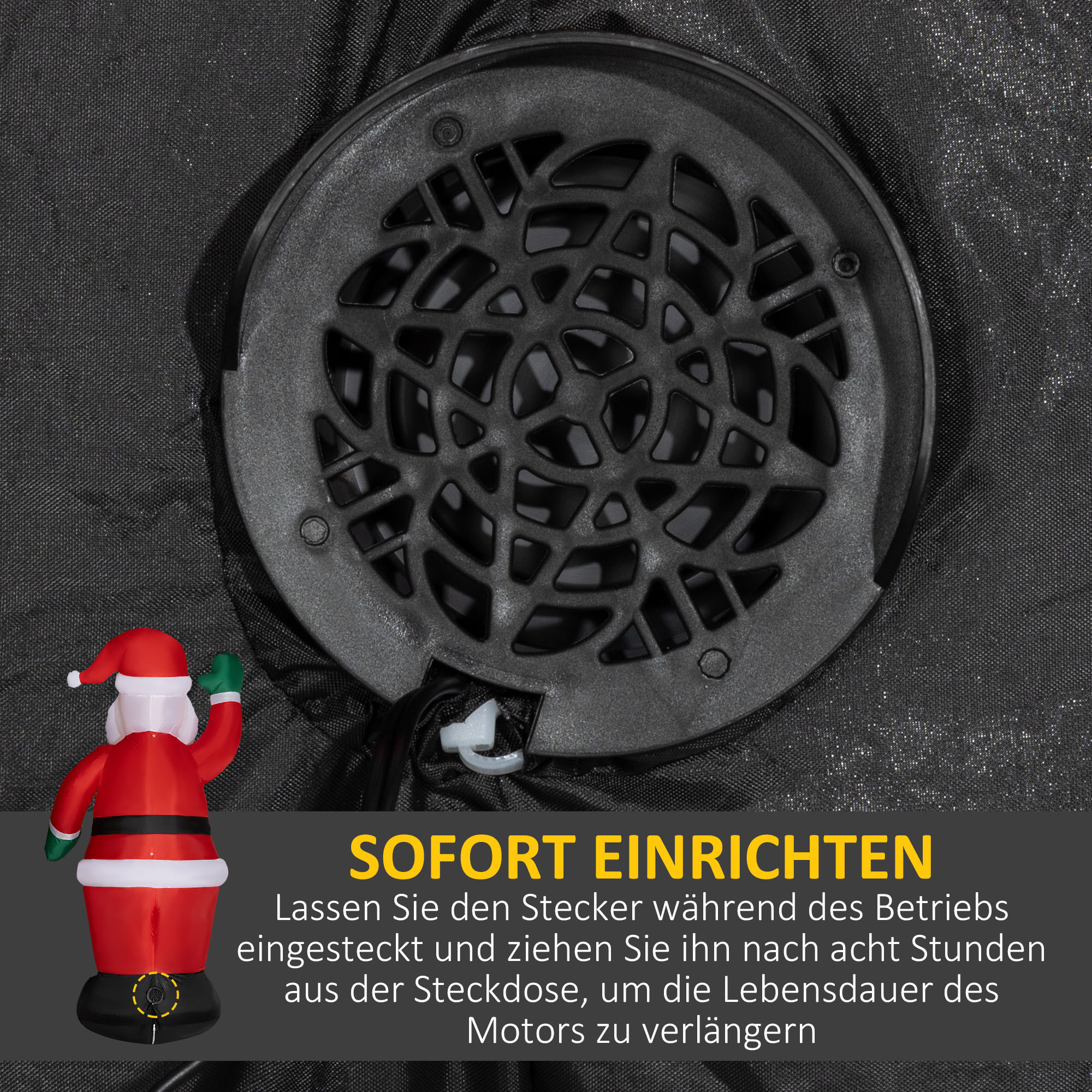 Weihnachtsmann, 1,84 m groß, mit LED-Beleuchtung, selbstaufblasende Gartendeko