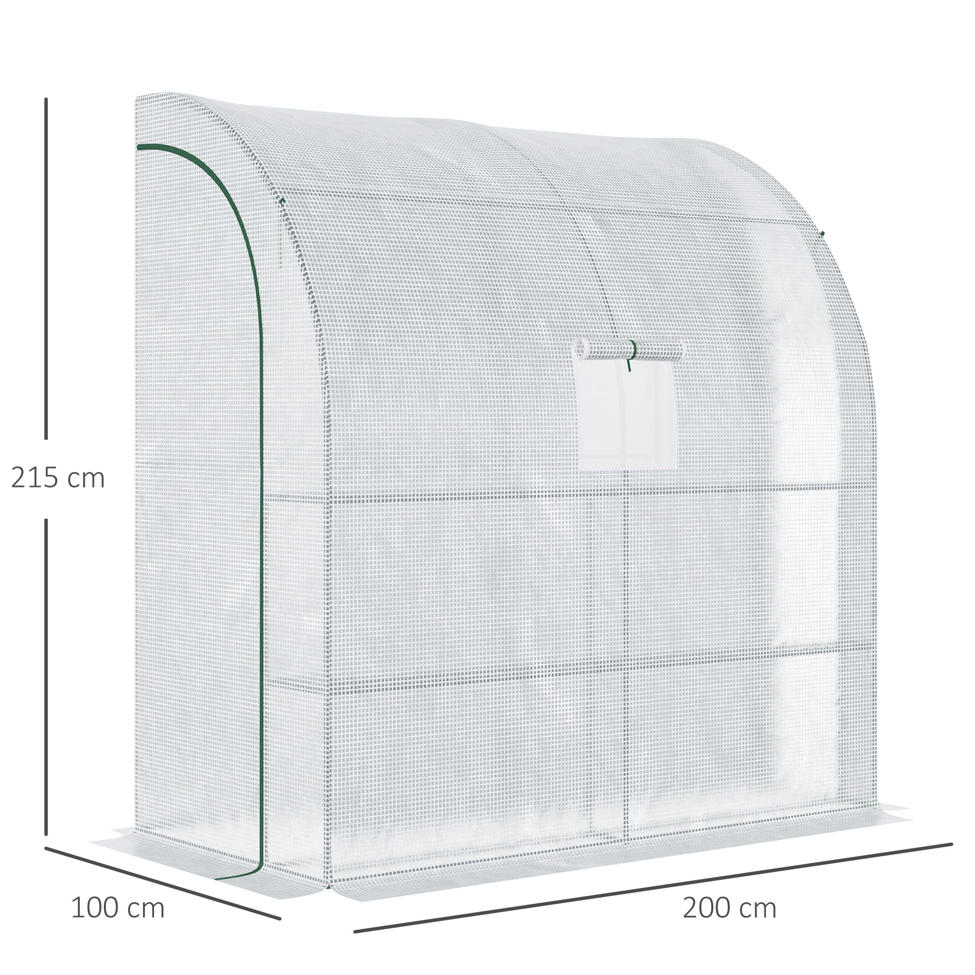 Foliengewächshaus Tomatengewächshaus mit Mesh Fenster, Treibhaus mit aufrollbaren Türen, Anzuchthaus mit UV Schutz, Weiß, 200 x 100 x 215 cm