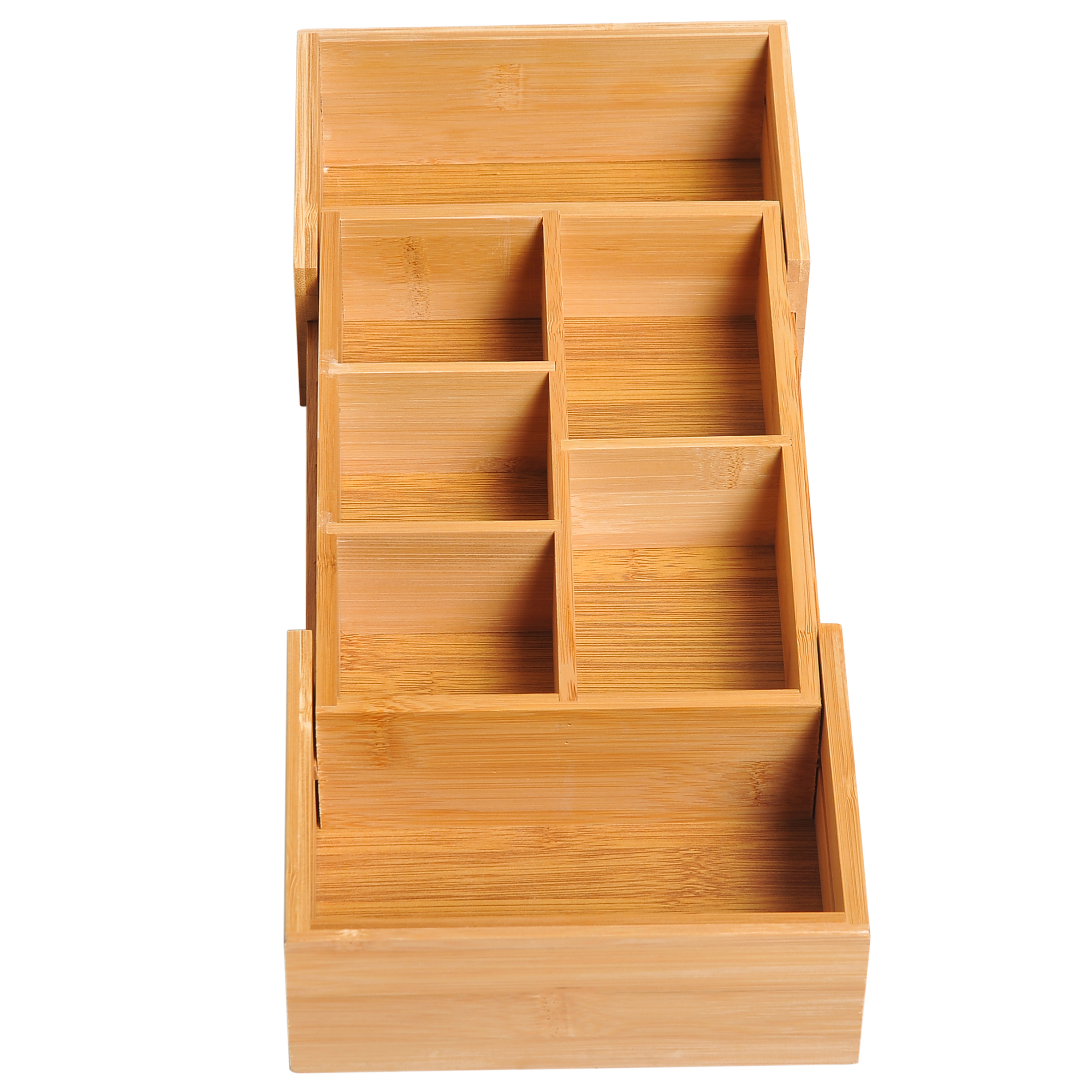 Aufbewahrungsbox Ordnungsbox Schubladen Organizer ausziehbar Bambus Natur 24,6 x 17,6 x 7 cm
