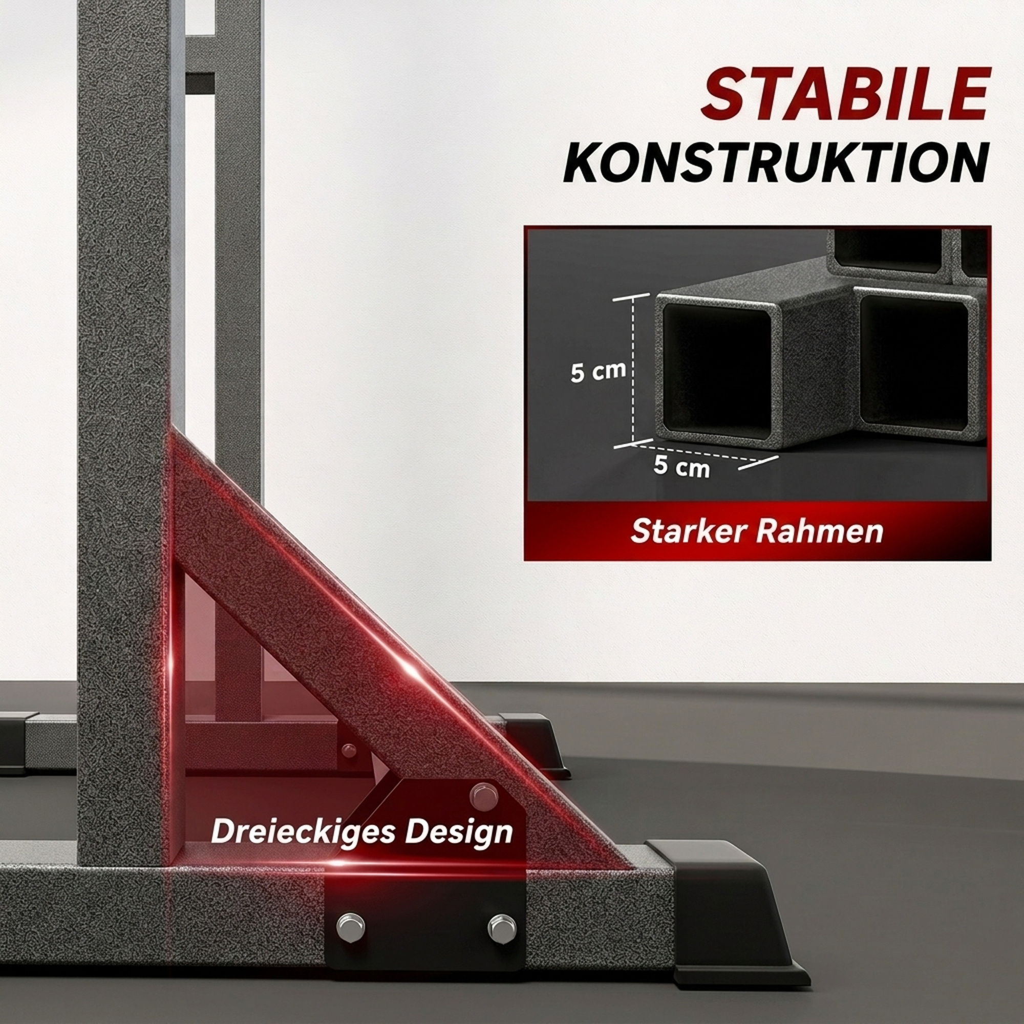 Hantelständer, höhen- und breitenverstellbar, Hantelablage aus Stahl mit Sicherheitsverschlüssen, bis 150 kg belastbar