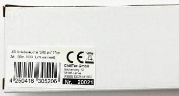 LED Unterbauleuchte "SMD pro" 27cm, 2W, 190lm, 3000k, Licht warmweiß