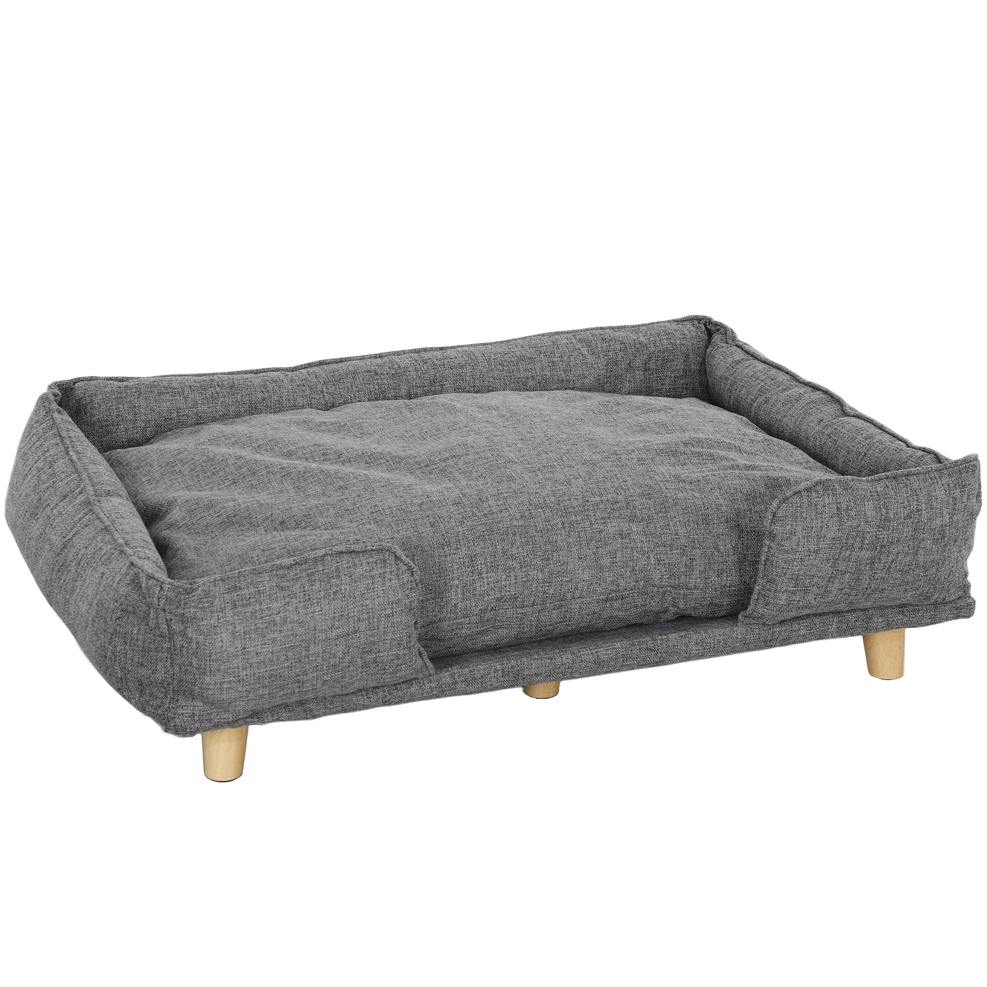 Hundesofa, Haustiersofa, Haustierbett, abnehmbares u. waschbares Polster, Natur+ Dunkelgrau