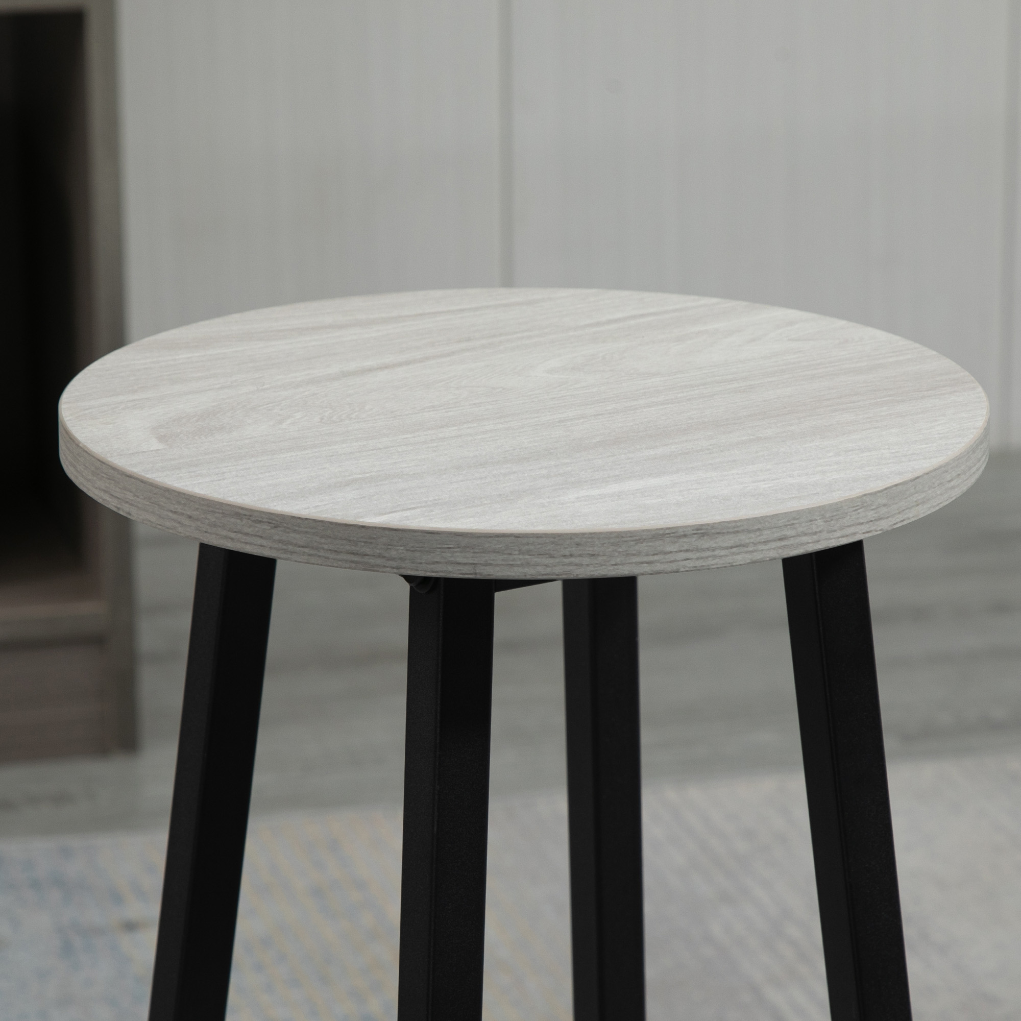 Bartisch-Set im Industriedesign, 6-teilig, 2 Tische und 4 Barhocker, Grau + Schwarz