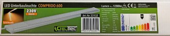 LED Unterbauleuchte "Comprido 600", 230V, 10W, 1280lm, 60cm, 3000K warmweiß