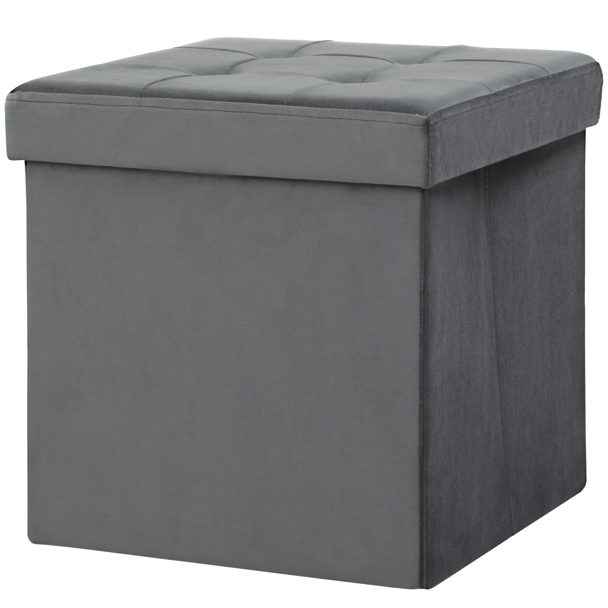 Klappbarer Sitzhocker mit Stauraum, Aufbewahrungsbox, Schaumstoff, MDF, Grau