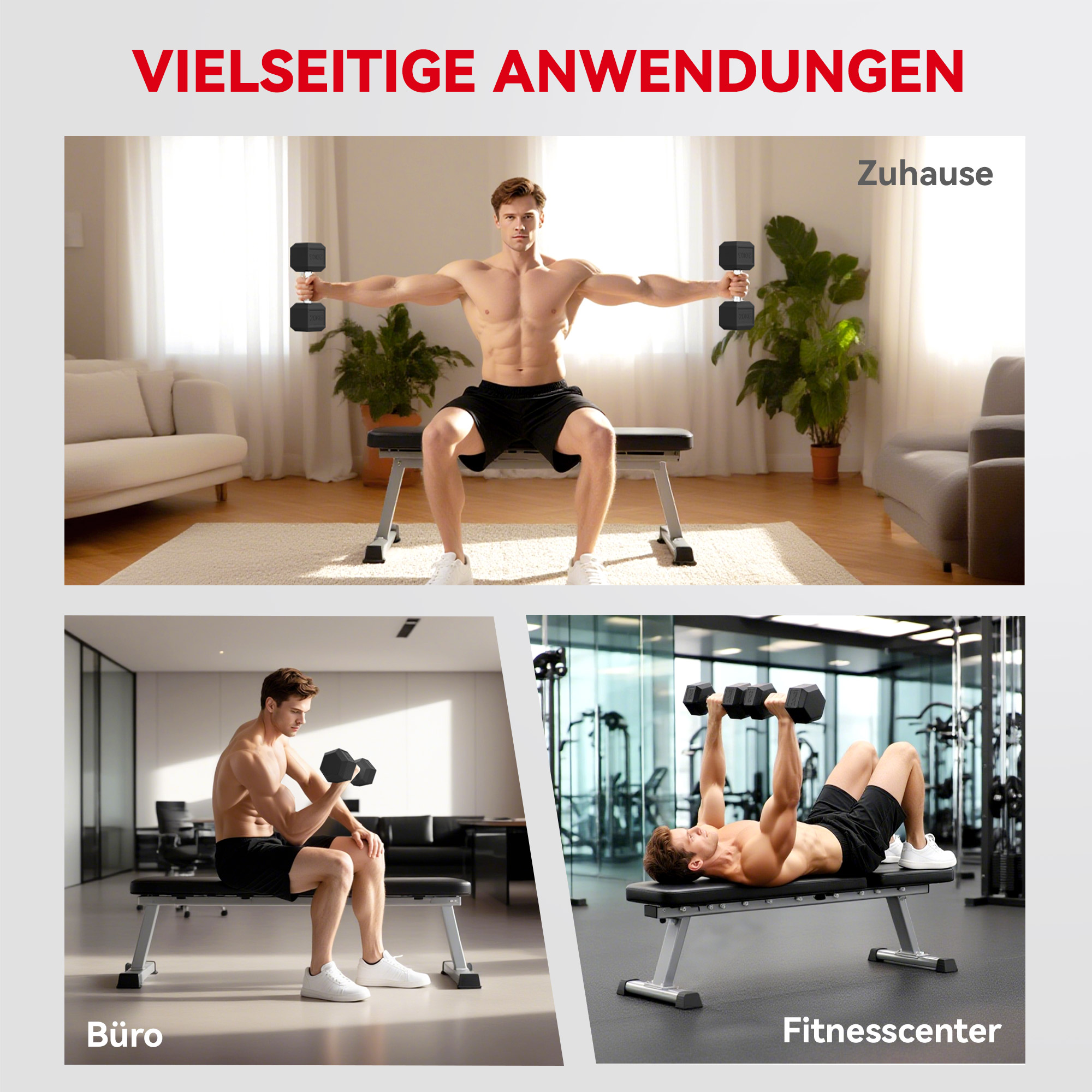 Hanteln mit gerändeltem Griff, Kurzhantel aus Gusseisen, 2 x 20kg für Zuhause, Fitnessstudio, Krafttraining