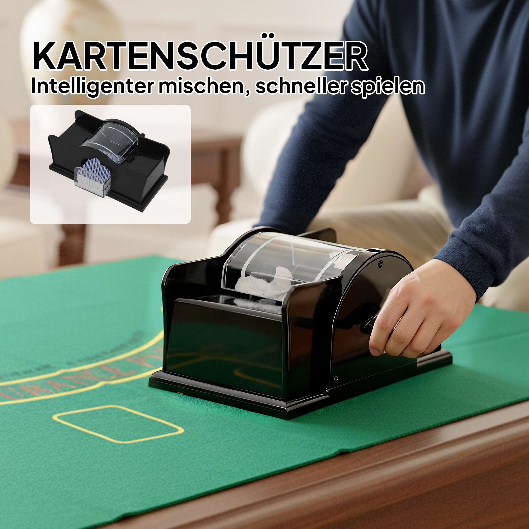 Poker-Set, 300 Chips, Würfel, 2 Kartendecks, Zubehör, Koffer, für 8 Spieler