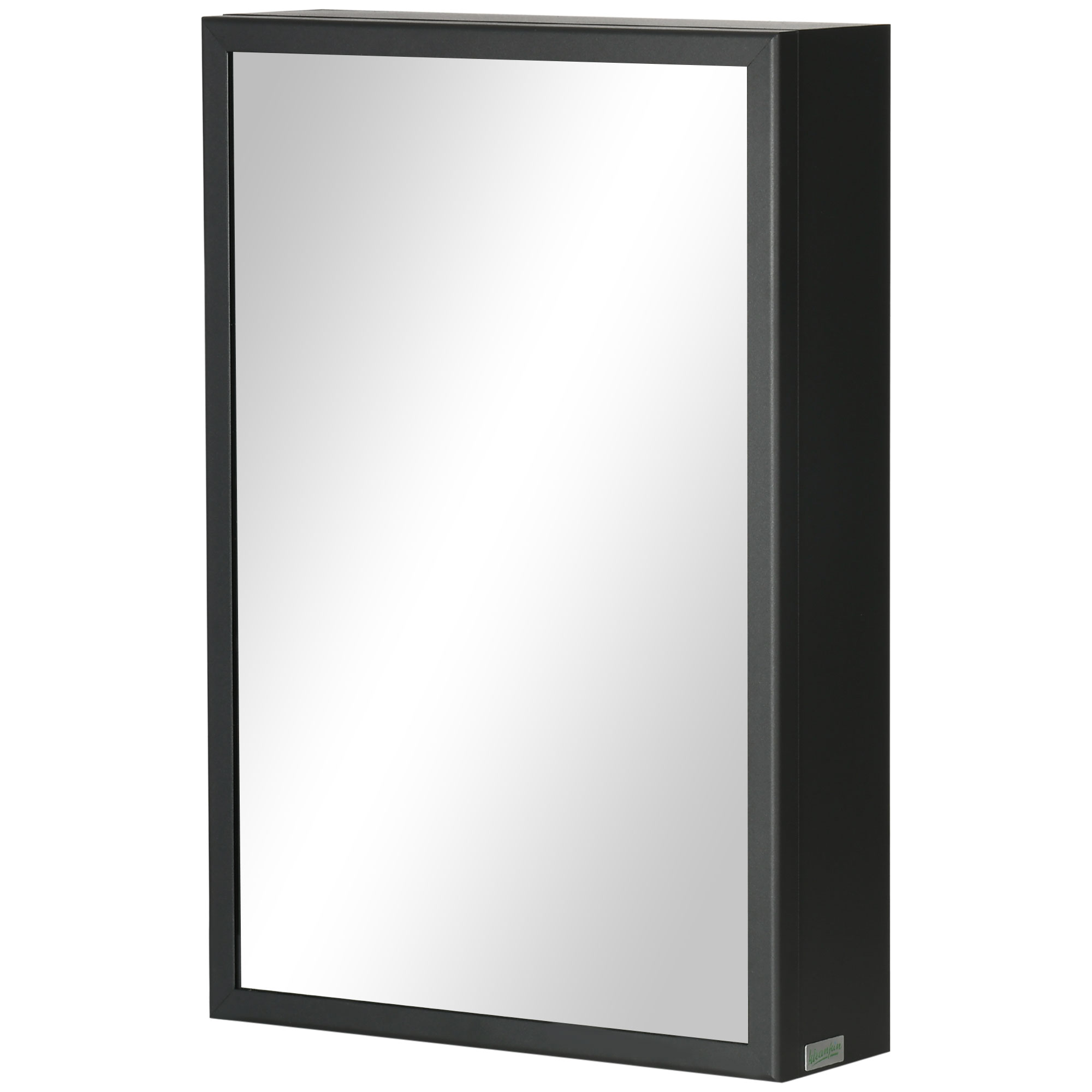Spiegelschrank, Badschrank, 3 Regalfächer, Edelstahl, 40x12x60cm, Schwarz
