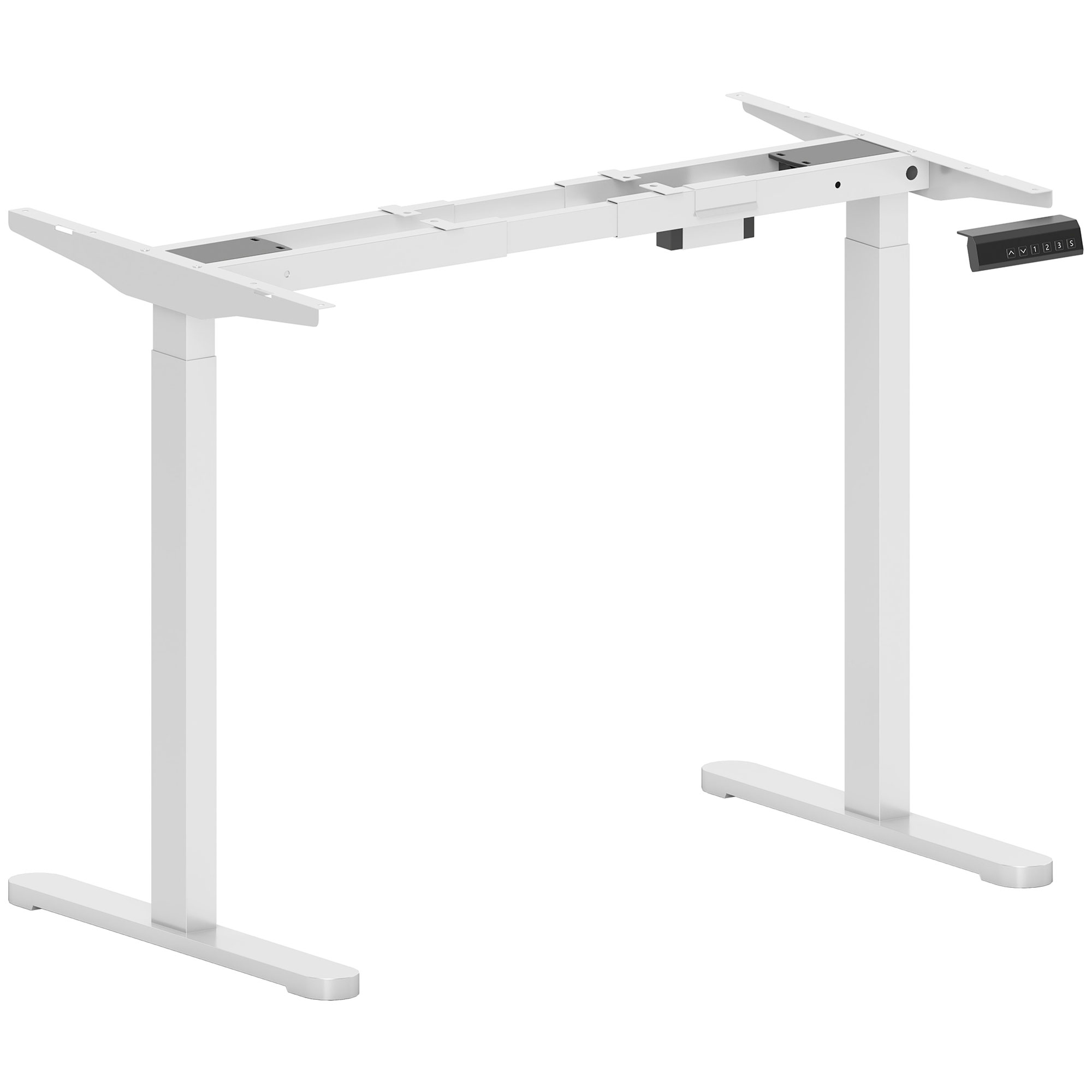 Elektrisches Schreibtischgestell, höhenverstellbar, mit Speicherfunktion, Stahl, Weiß Elektrisches Schreibtischgestell, höhenverstellbar, mit Speicherfunktion, Stahl, Weiß