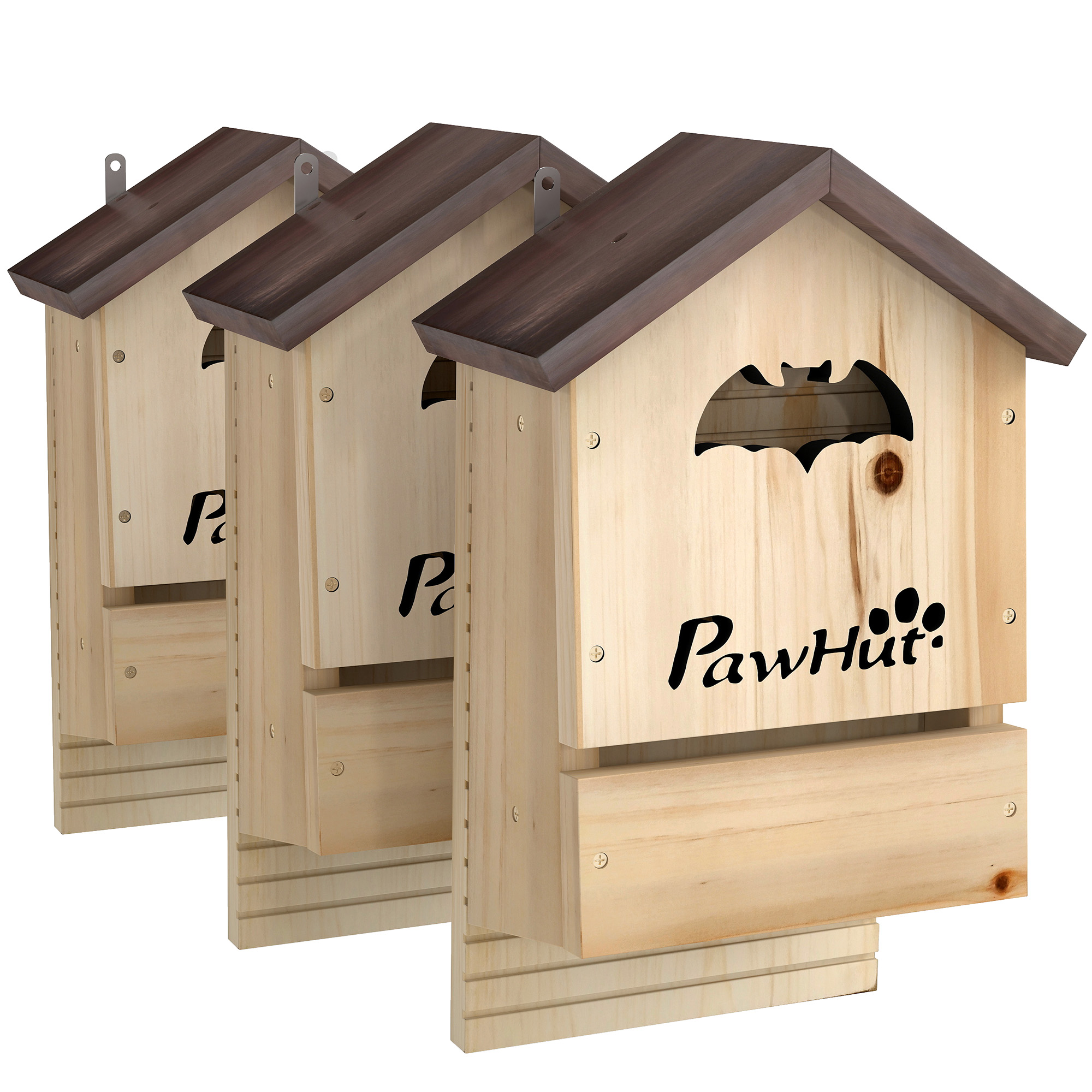 Fledermauskasten 3er Set aus Tannenholz Fledermaushaus für Fledermäuse zum Aufhängen für Gärten, 21,5 x 11,5 x 34 cm