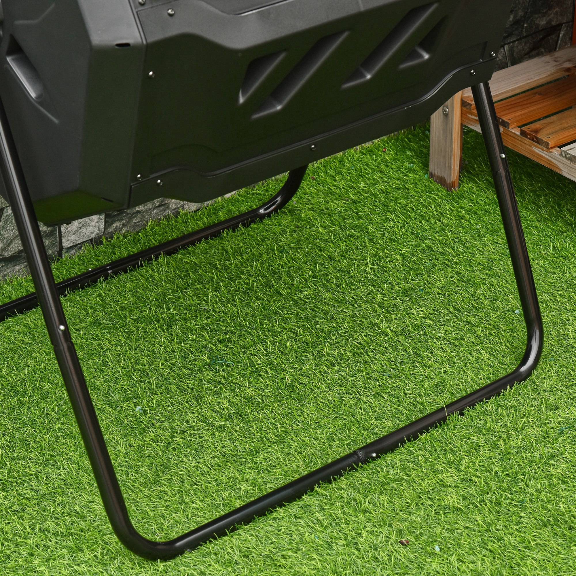 Kompostbehälter mit 2 Behältern, 160 L Fassungsvermögen, drehbar, 71 cm x 65 cm x 96 cm, Schwarz