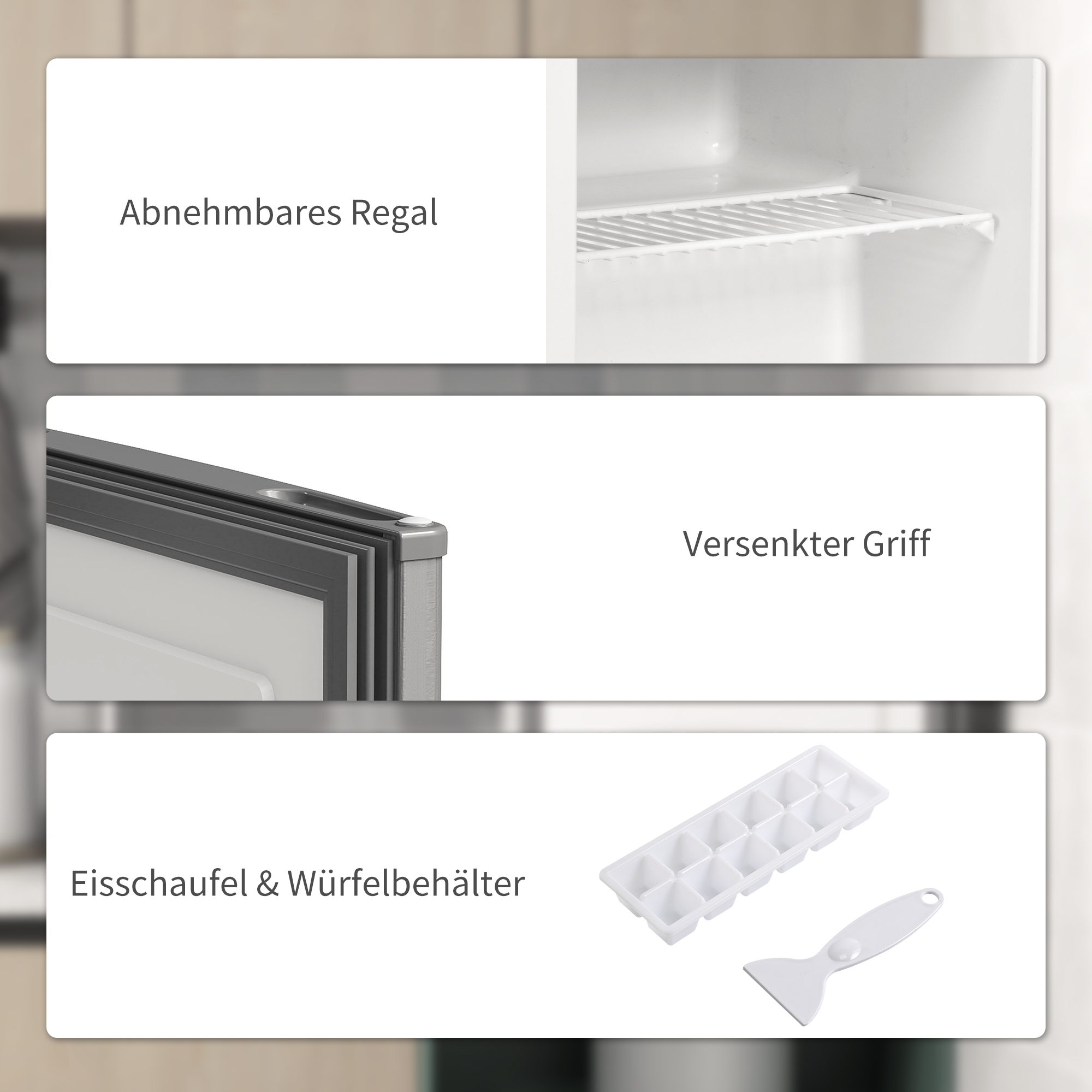 Mini-Gefrierschrank 35 L Gefrierbox elektrisch freistehend 161W Mini Gefriertruhe 47 x 44,2 x 48,8 cm Grau