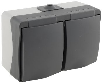 NUQUI Feuchtraum Doppel-Steckdose horiz., IP54, Aufputz, 250V~/ 16A