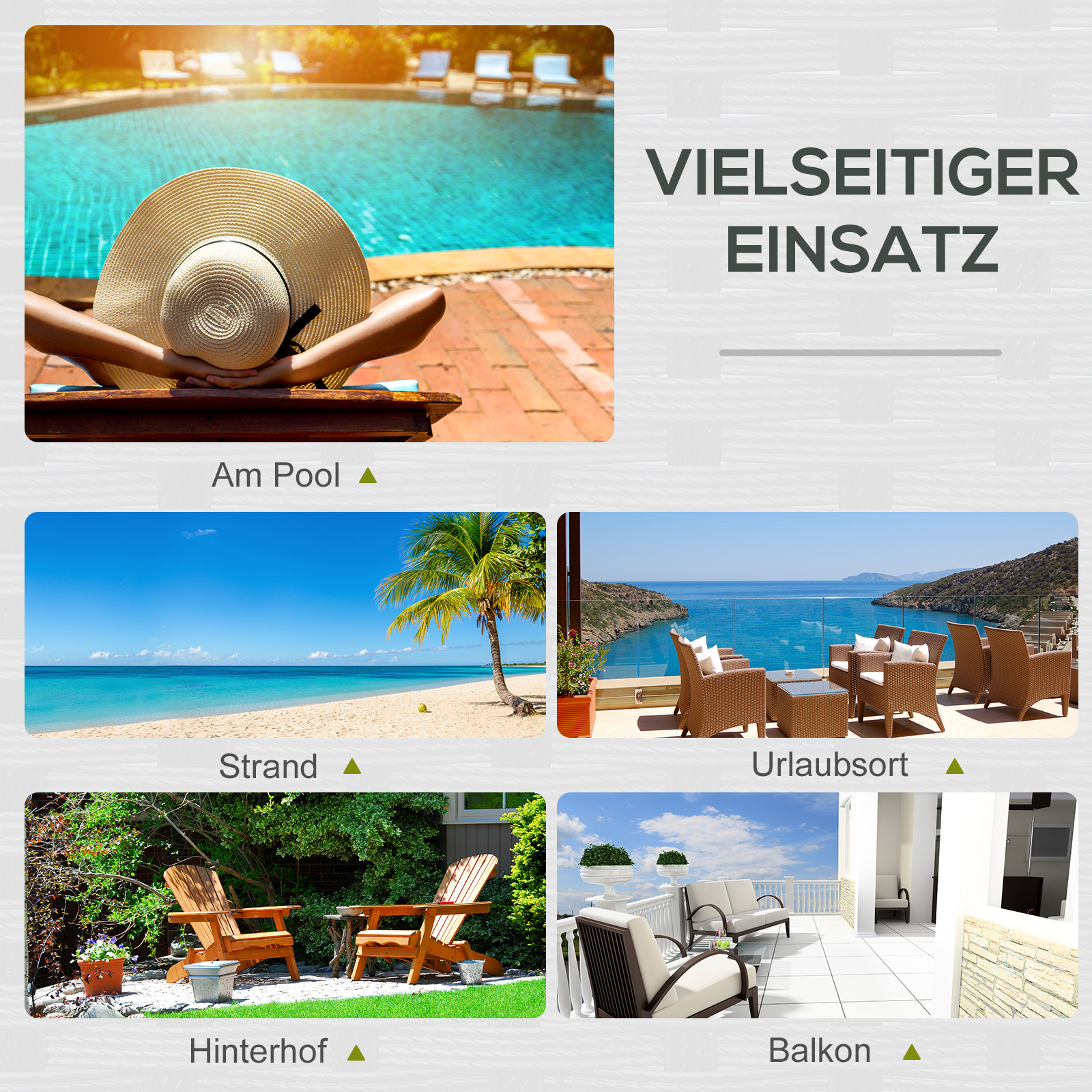 Polyrattan Doppelliege Sonnenliege Gartenliege für 2 Personen Relaxliege Luxus Lounge 5-stufige Rückenlehne Metall PE Rattan Grau 196 x 120 x 28 cm