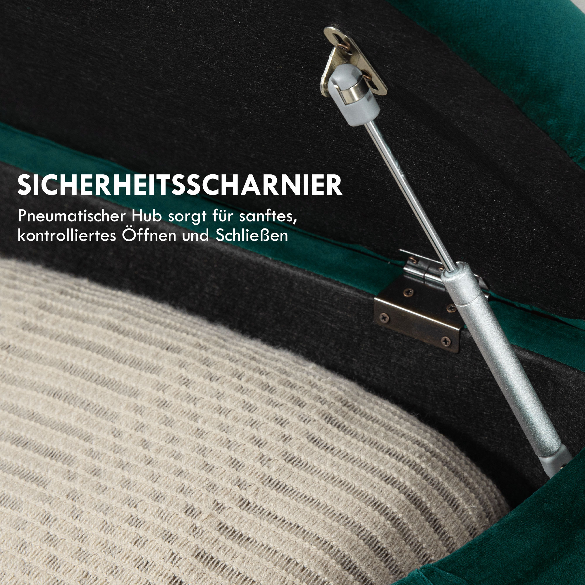 Hocker mit Stauraum, Sitztruhe, gepolstert, soft-close Deckel, Samtoptik, 120 x 46 x 42 cm, Dunkelgrau