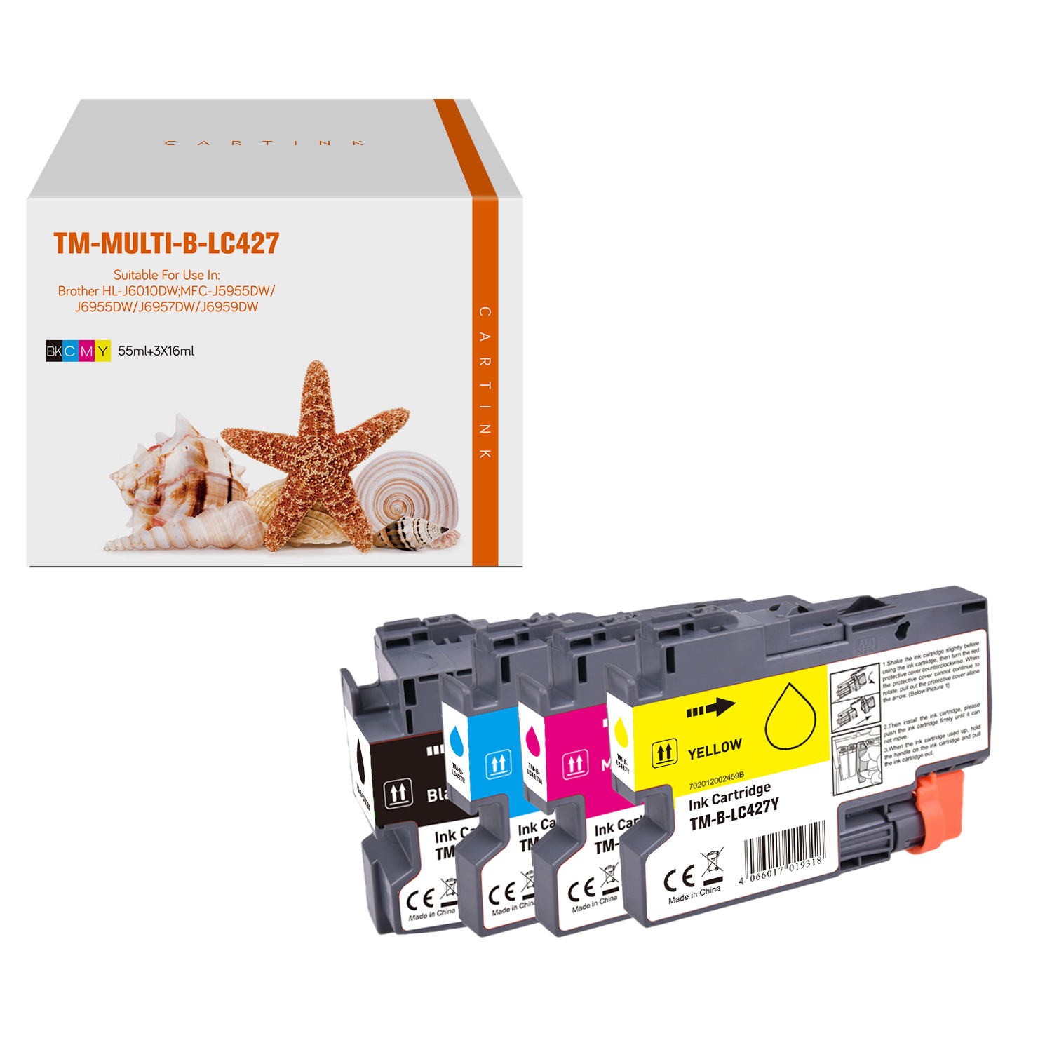 Multipack LC427 alternativ (Pigment) Tinte für Brother / LC427VAL / BK55ml / C,M,Y16ml Multipack LC427 alternativ (Pigment) Tinte für Brother / LC427VAL / BK55ml / C,M,Y16ml