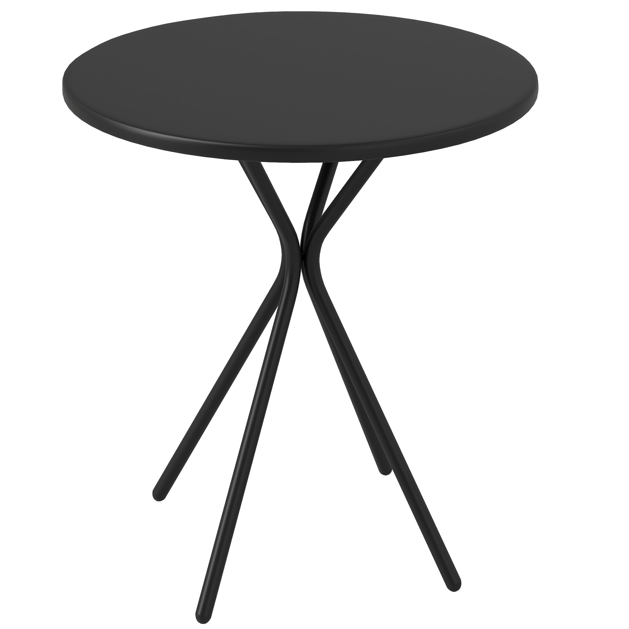 Gartentisch Ø60 x 70 cm, Wetterfest Balkontisch aus Stahl, Runder Esstisch mit Fußpolster Schwarz Gartentisch Ø60 x 70 cm, Wetterfest Balkontisch aus Stahl, Runder Esstisch mit Fußpolster Schwarz