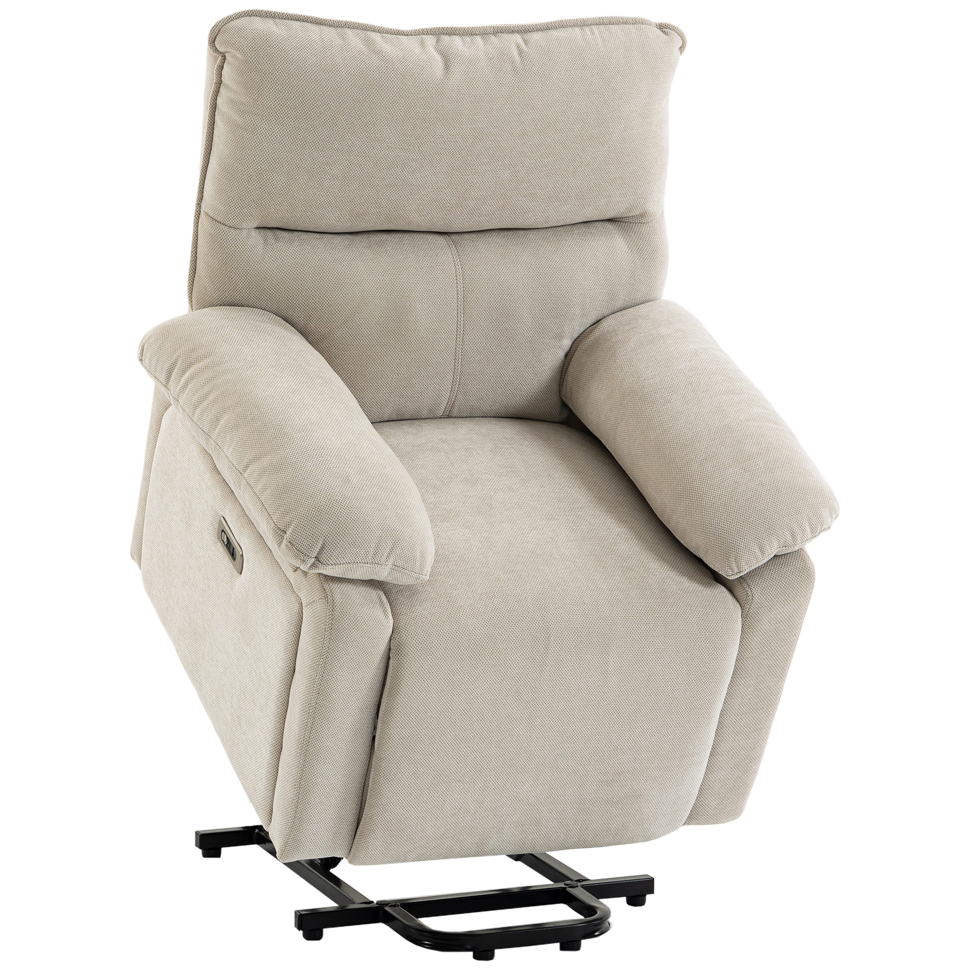 Elektrischer Aufstehsessel mit Massage & Wärme, Relaxsessel aus Chenille mit hochdichtem Schaumstoff und dicker Rückenlehne, Cremeweiß