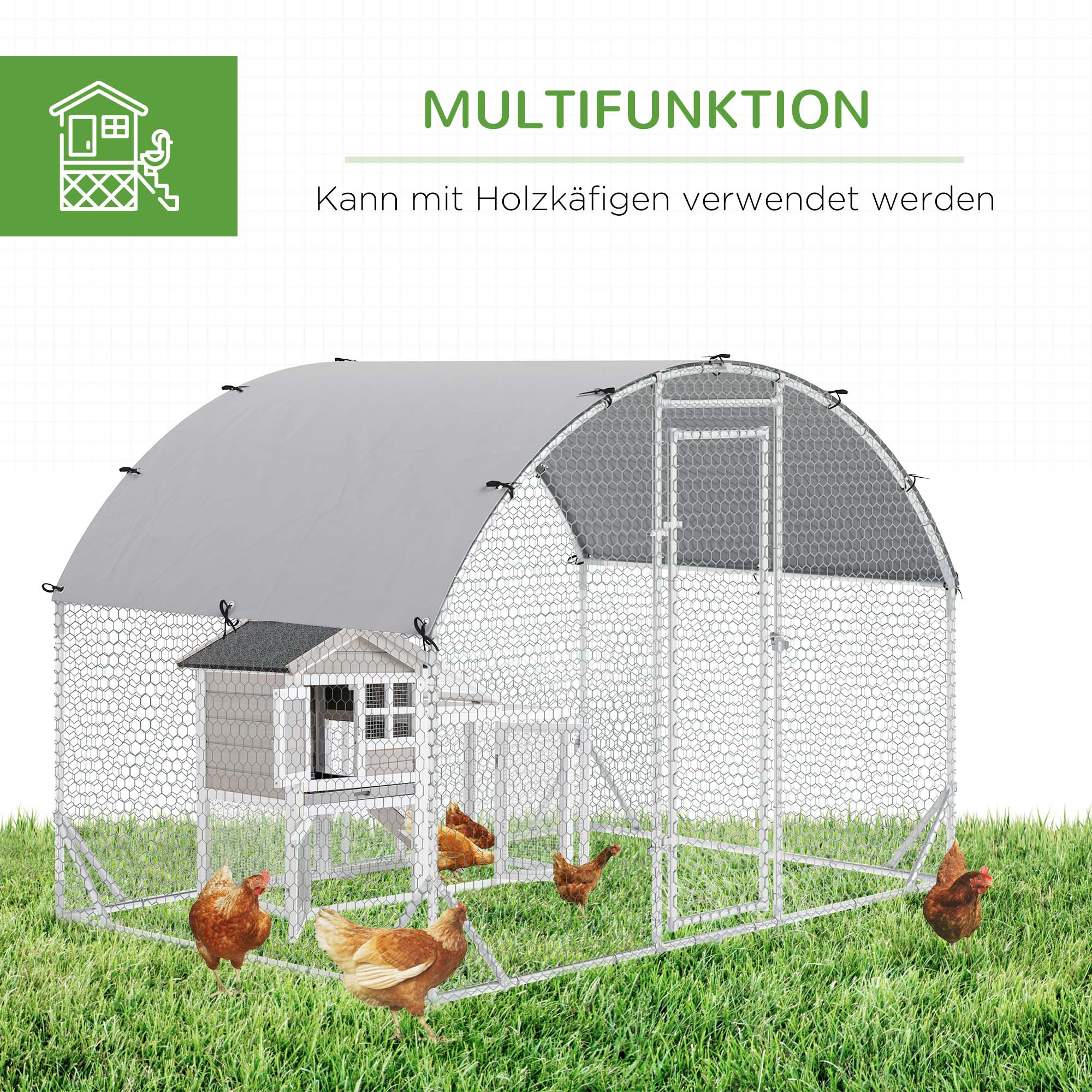 Gehege für Kleintiere, Outdoor-Freilaufgehege für Hühner, Kaninchen, Enten, stabile Konstruktion, Stahl und Oxford-Stoff