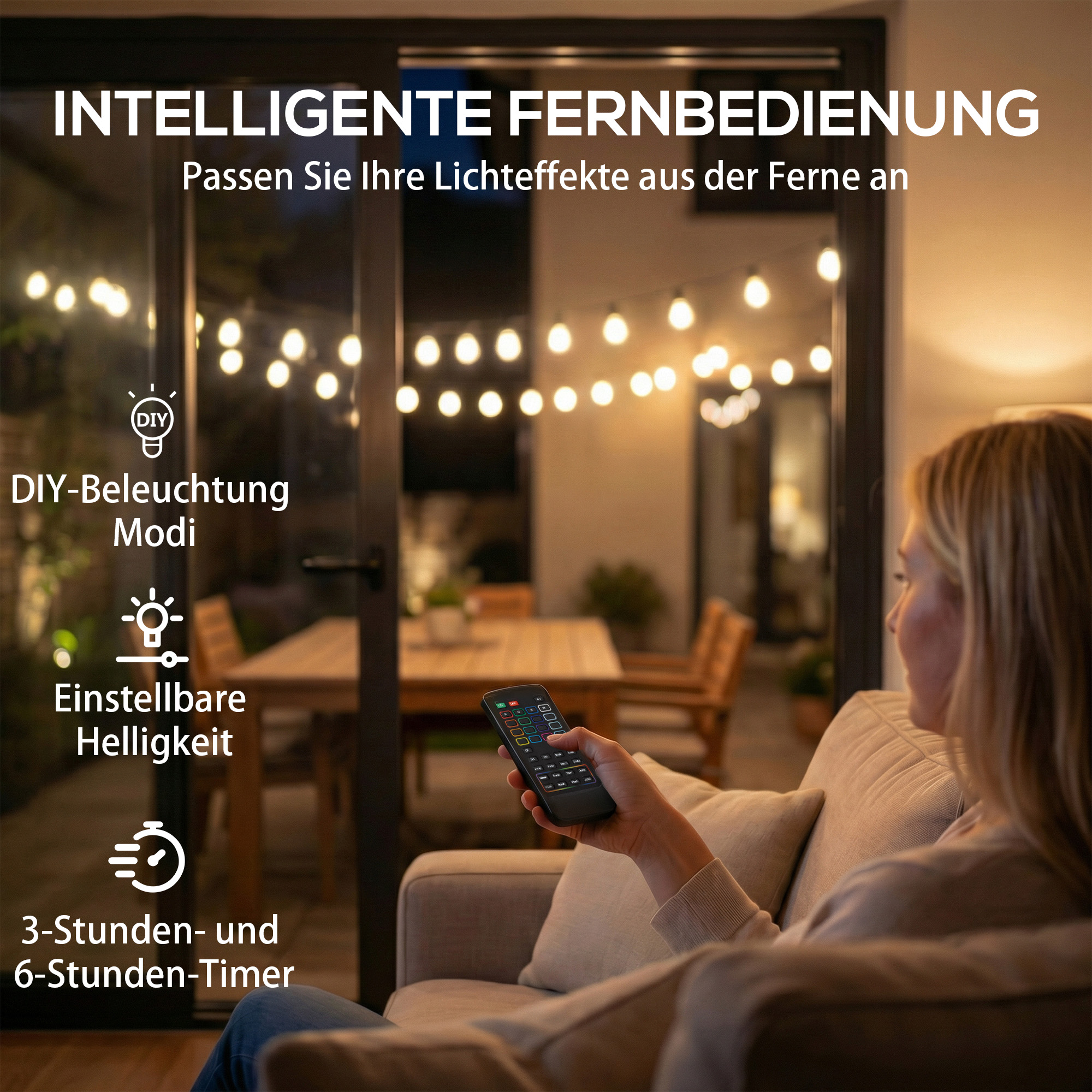 50 LED Vorhanglichter, 18 m verbindbare Lichterkette, IP44 spritzwassergeschützt, Innen- und Außendekoration